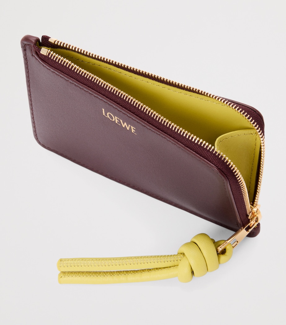 Leather Knot Card Holder DARK BURGUNDY Image 3