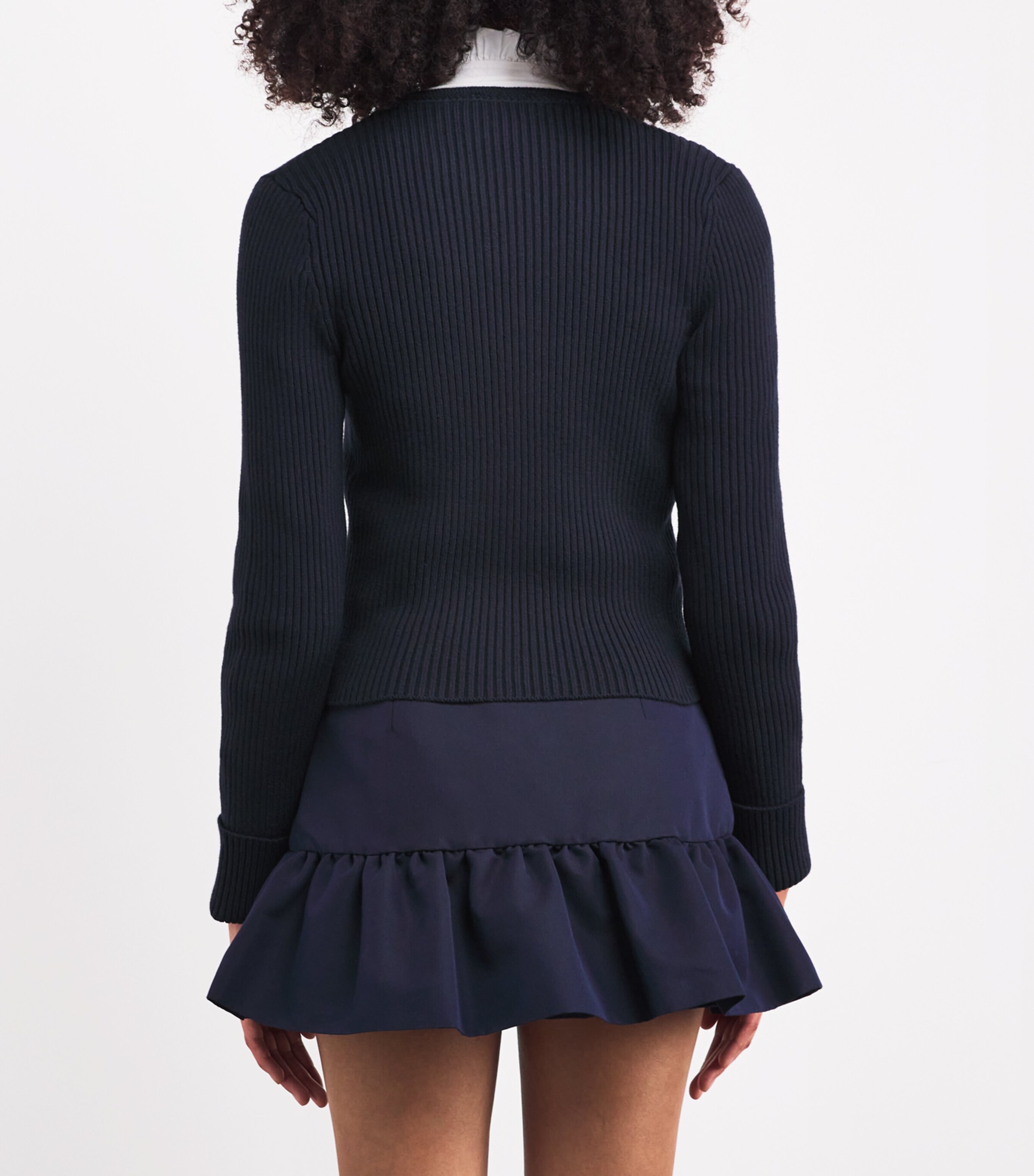 Wool-Blend Double-Breasted Cardigan NAVY Image 4