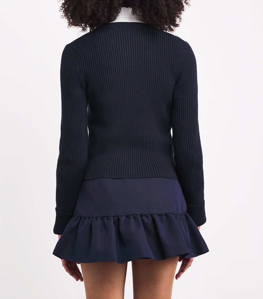 Wool-Blend Double-Breasted Cardigan NAVY Image 4