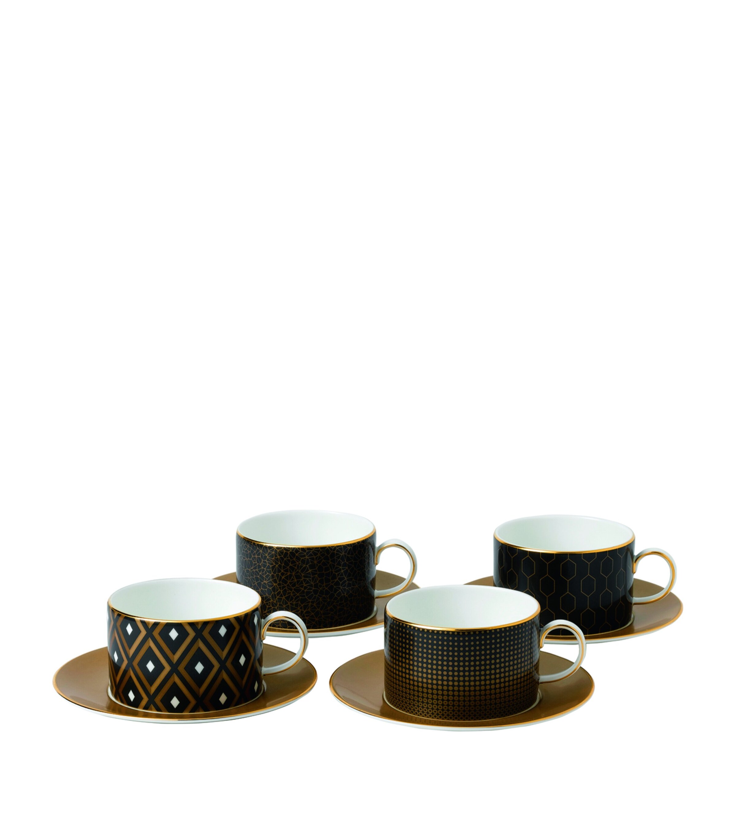 Wedgwood Gio Gold Teacup And Saucer (Set of 4) Brown Image 1