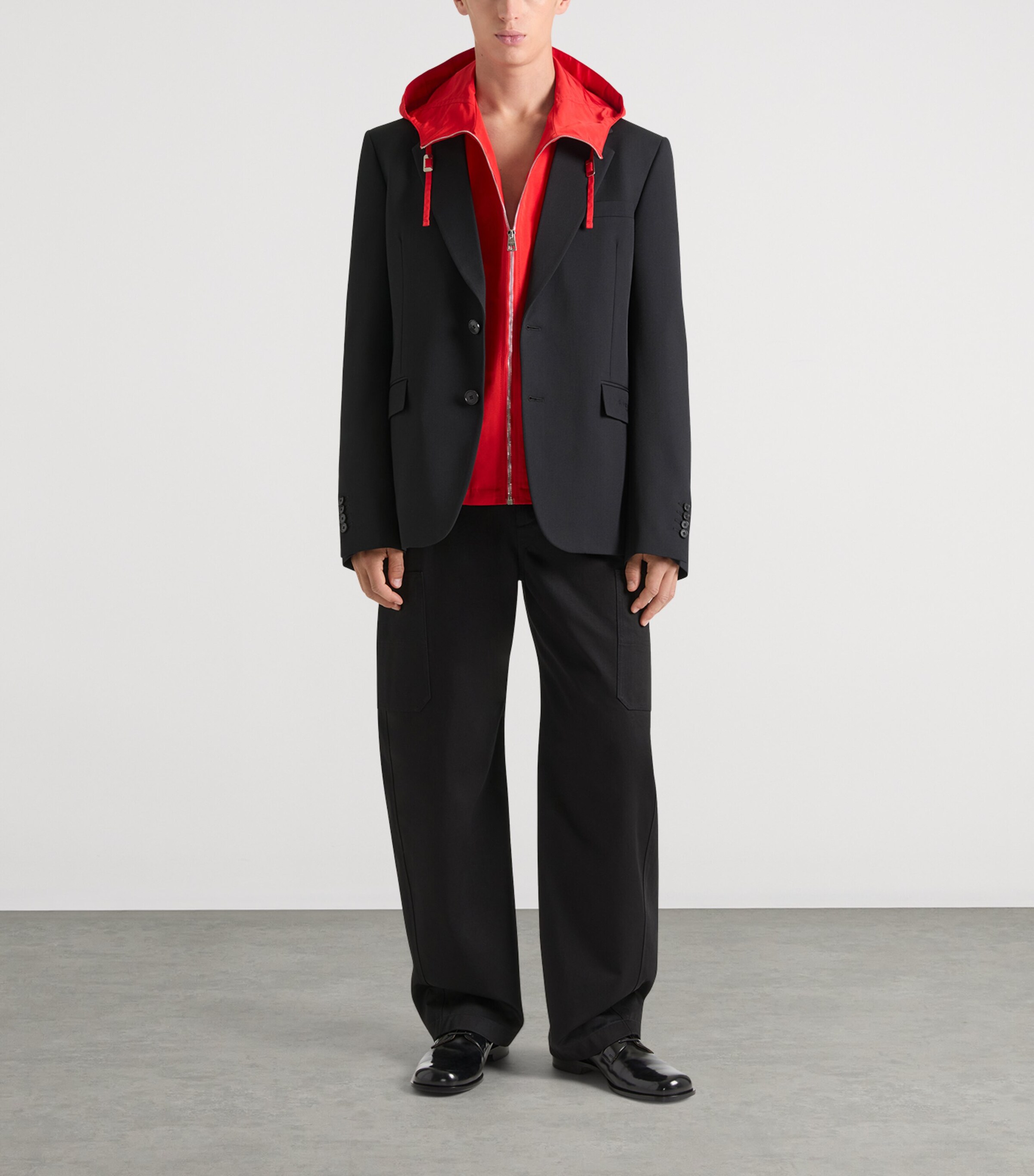 Wool Single-Breasted Blazer BLACK Image 2