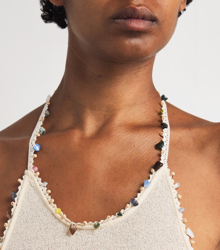 Stone-Trim Halterneck Top BONE Image 6