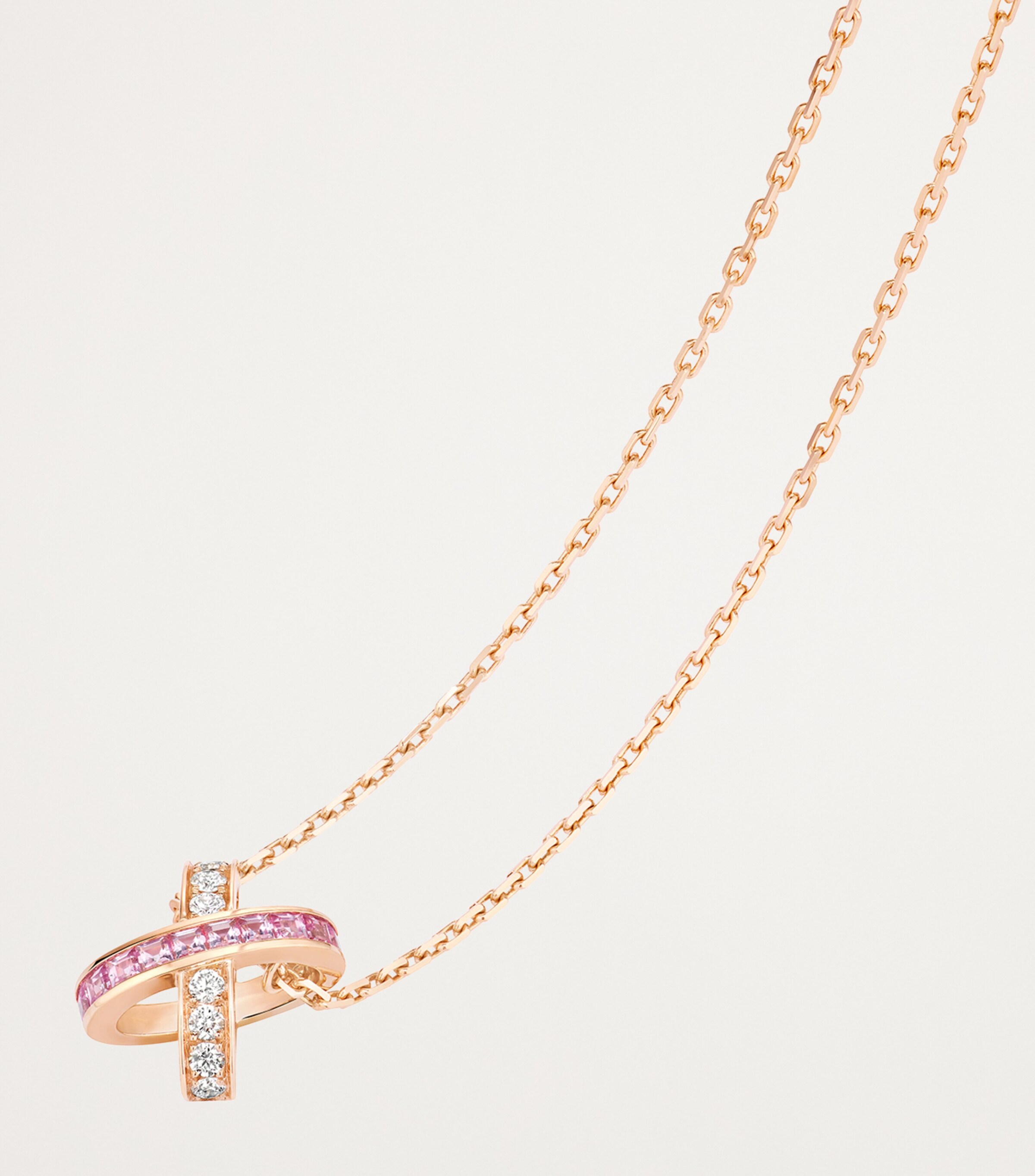Rose Gold, Diamond and Pink Sapphire Jeux de Liens Pendant Necklace PINK GOLD Image 4