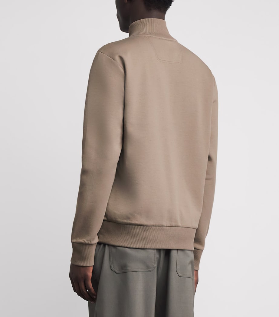 BOSS Mens Stretch-Cotton Zip-Up Sweatshirt Pastel Green Image 5