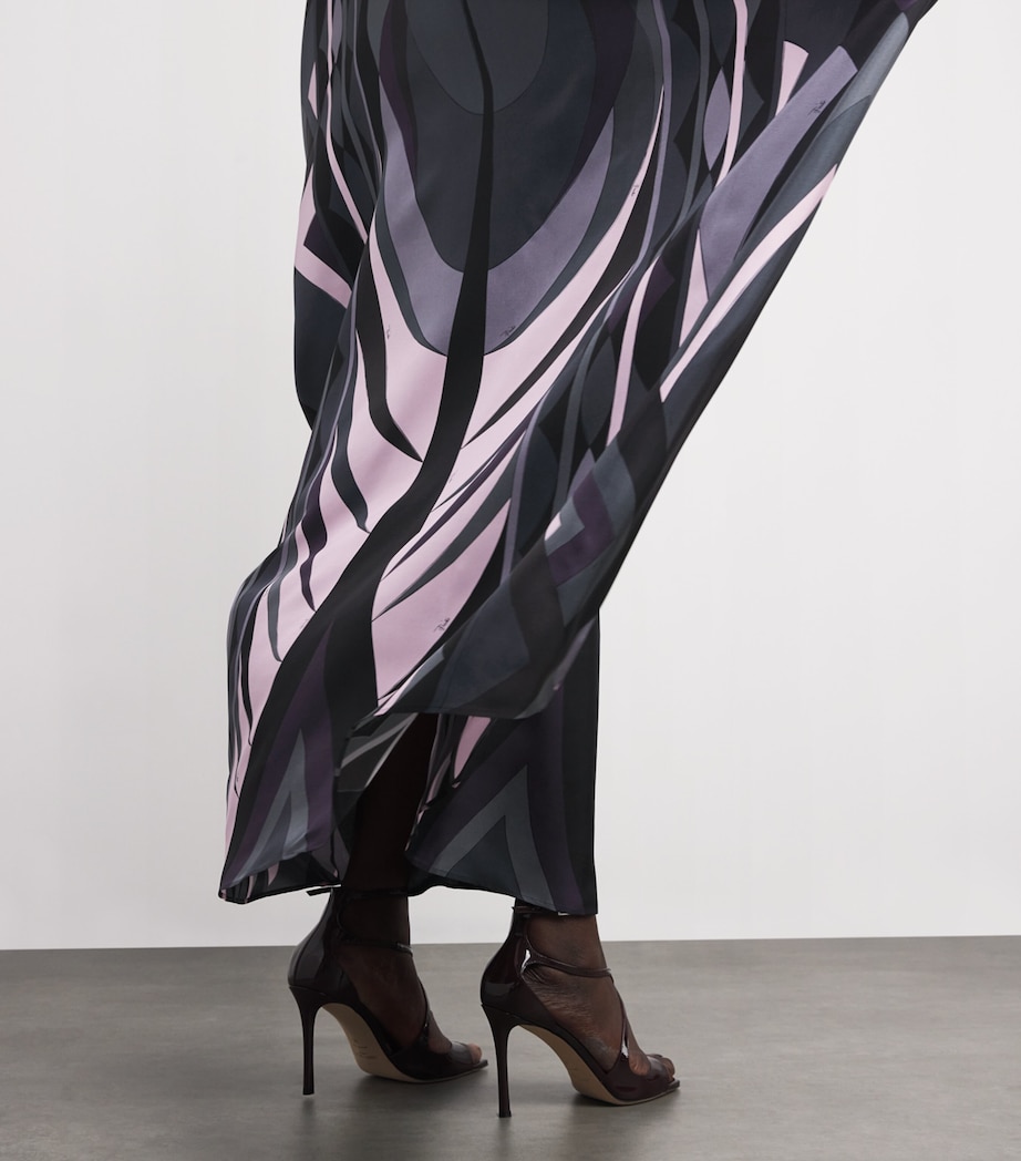 Silk Kaftan Maxi Dress 036/BLACK PINK Image 5