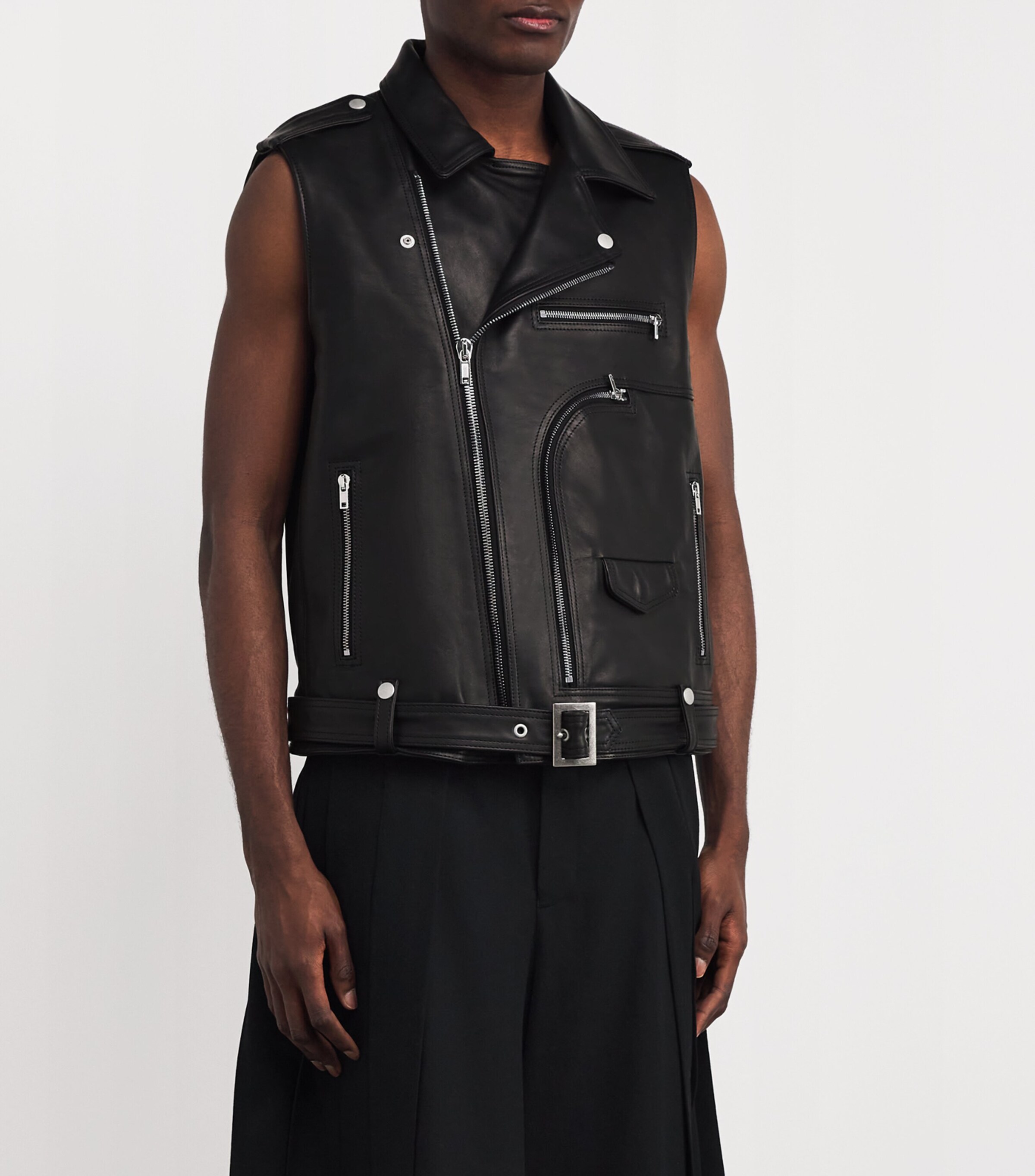 Rick Owens Mens Leather Bauhaus Stooges Gilet Image 3
