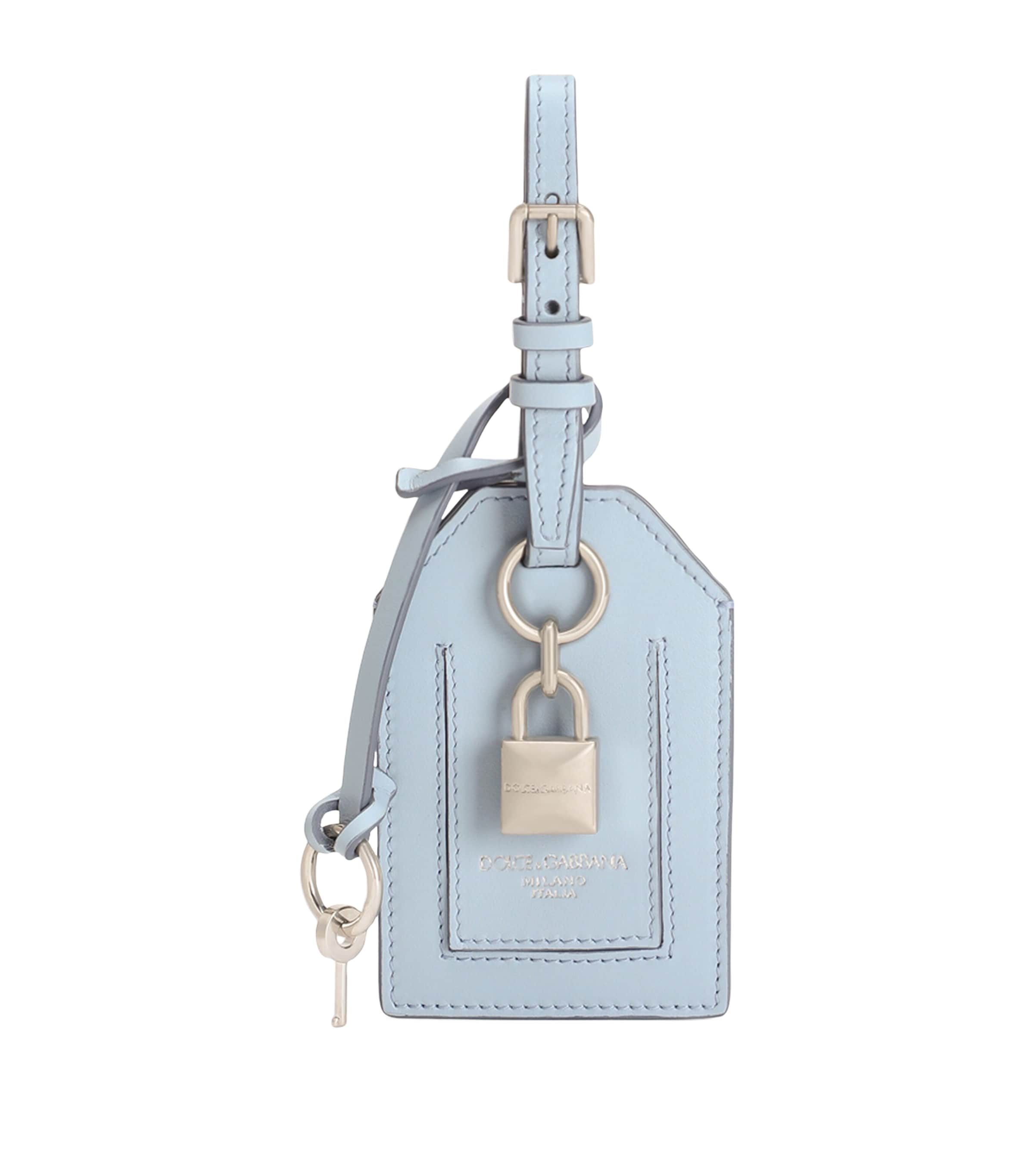 Calfskin-Lambskin Padlock ID Tag 80604-LIGHT BLUE Image 1
