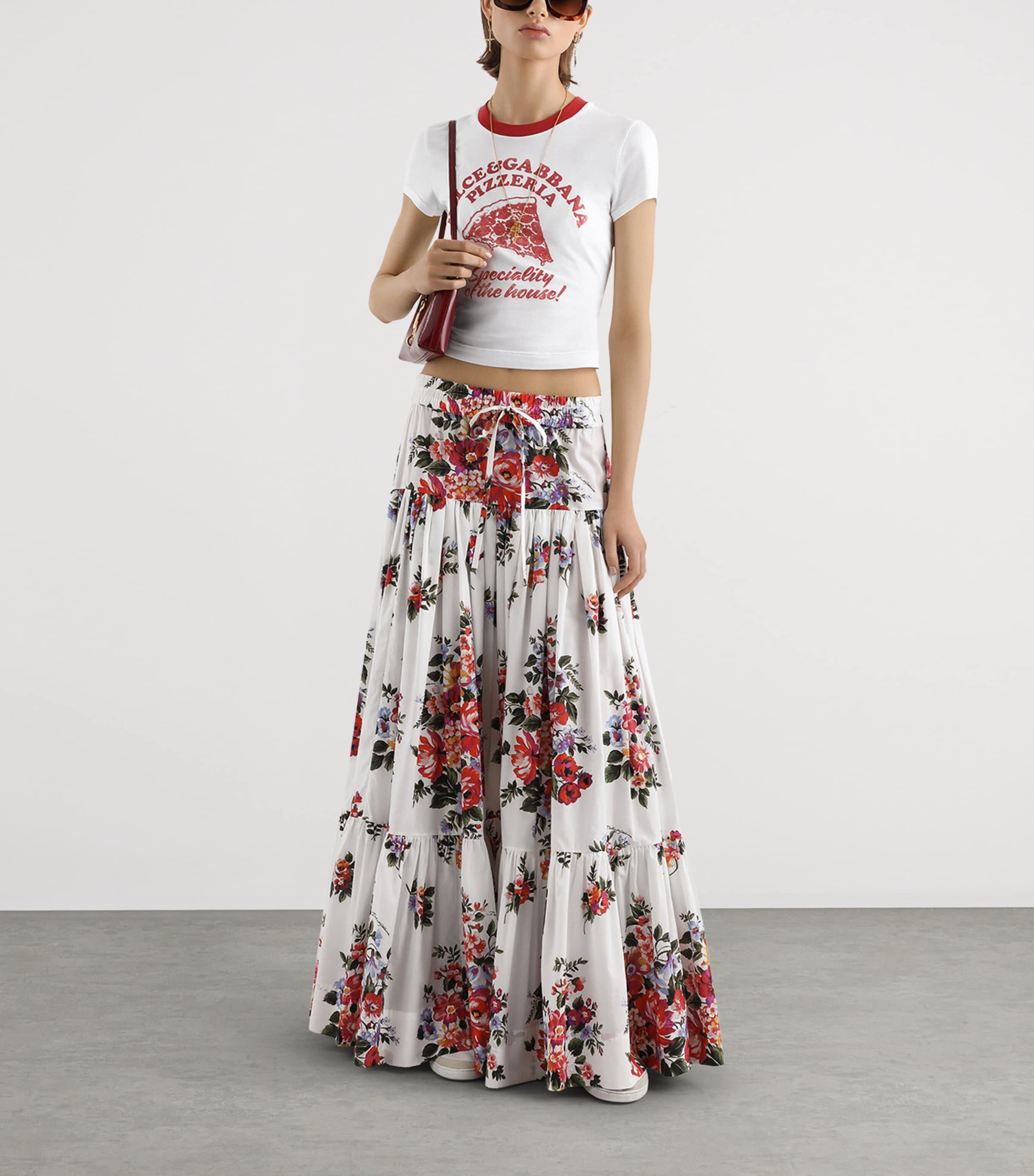 Dolce&Gabbana Womens Cotton Floral Print Maxi Skirt Mazz Image 2