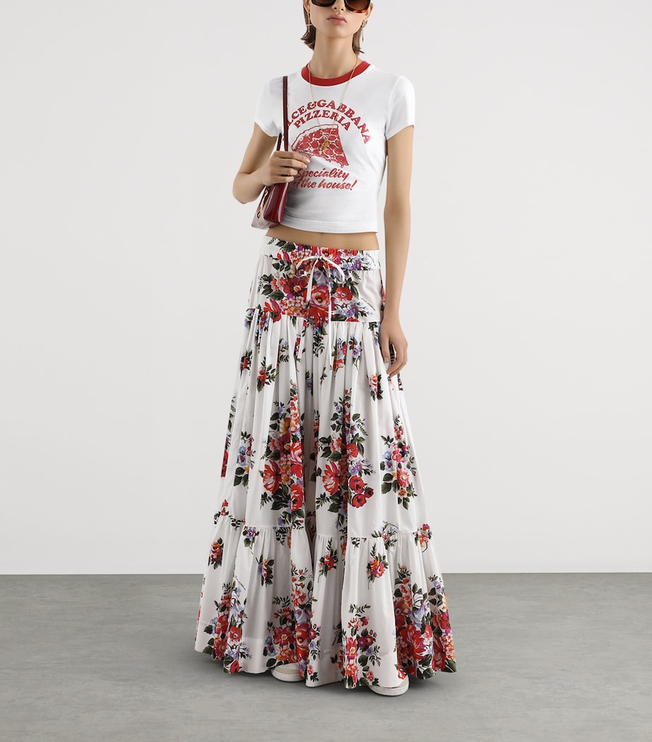 Dolce&Gabbana Womens Cotton Floral Print Maxi Skirt Mazz Image 2