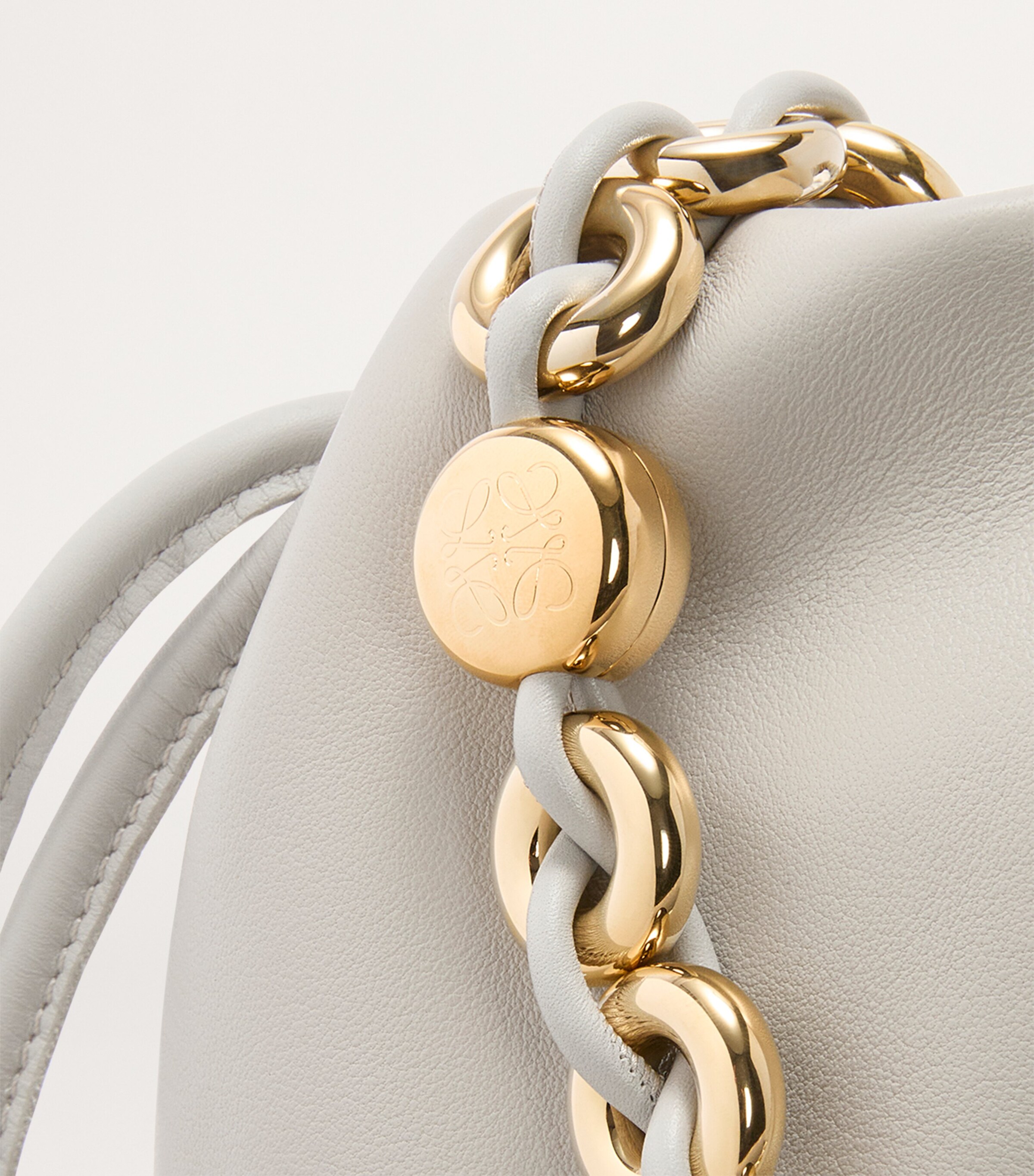 Large Leather Flamenco Shoulder Bag SHELL GREY Image 12