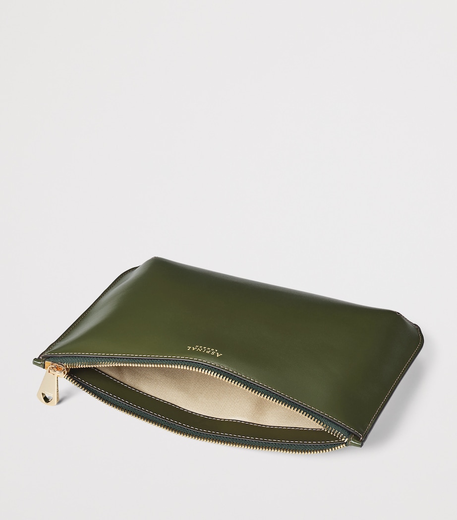 Aspinal Of London Large Leather Ella Pouch Mossgreen Image 3