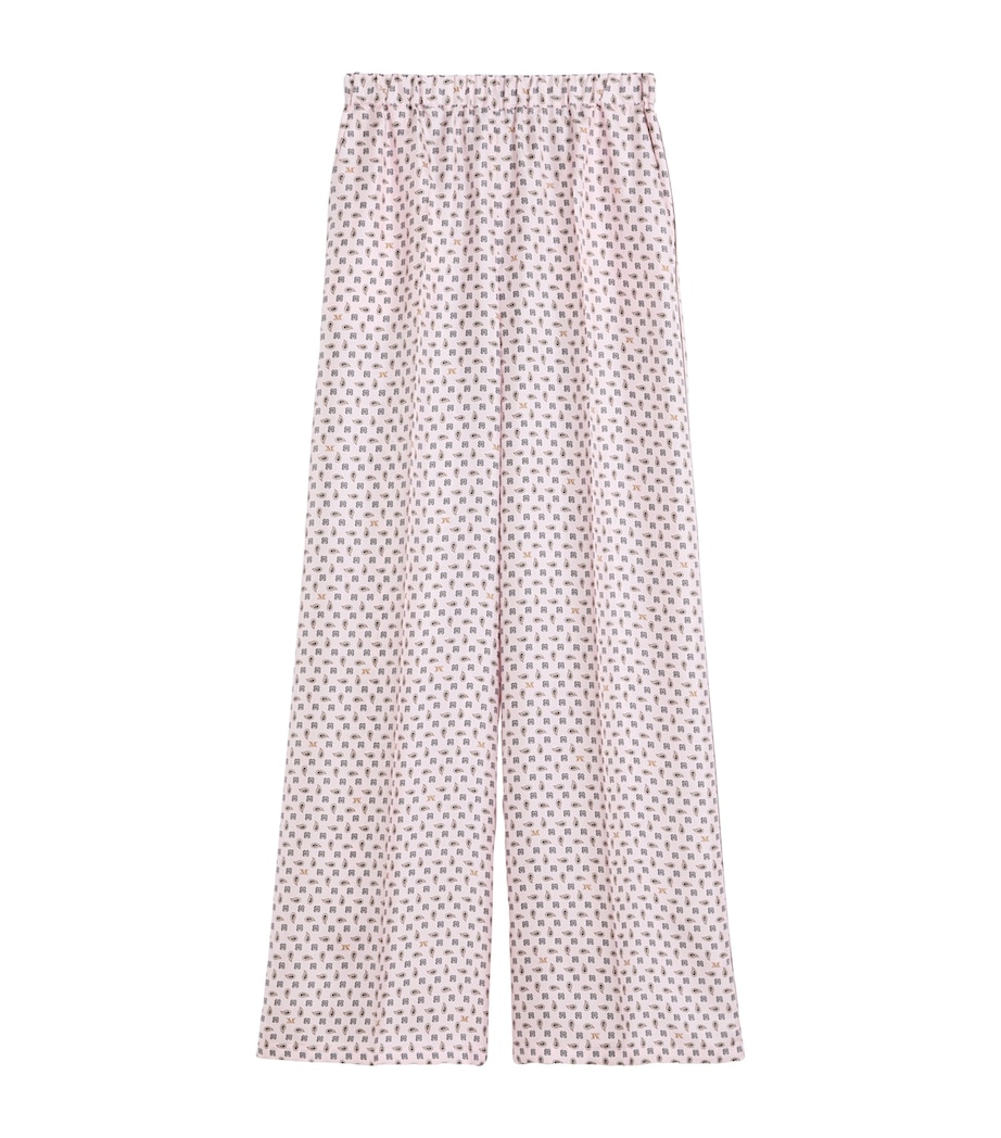 Silk Twill Printed Wide-Leg Trousers PINK Image 1