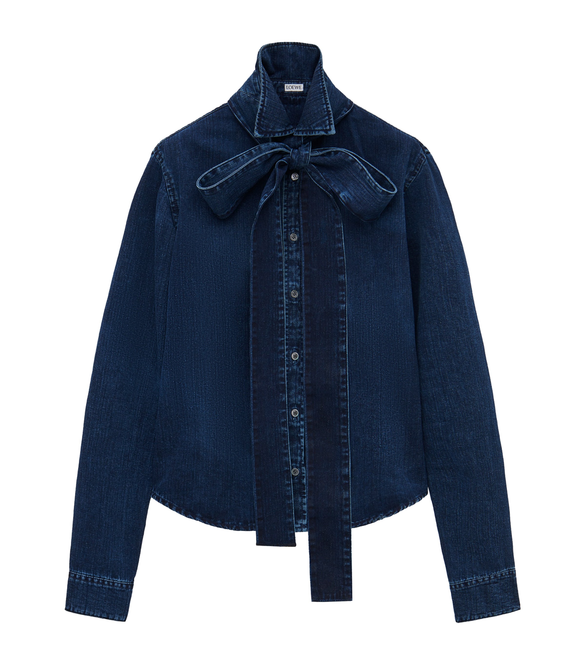 Shop Loewe Denim Bow Shirt In Blue