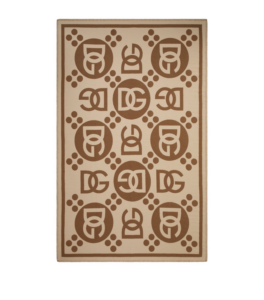 Wool Logo Jacquard Throw (140cm x 180cm) U0052-MARRONE Image 1