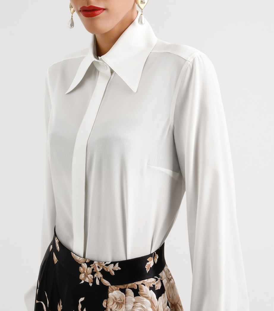 Stretch-Silk Point Collar Shirt W3789-LIGHT CREAM Image 5
