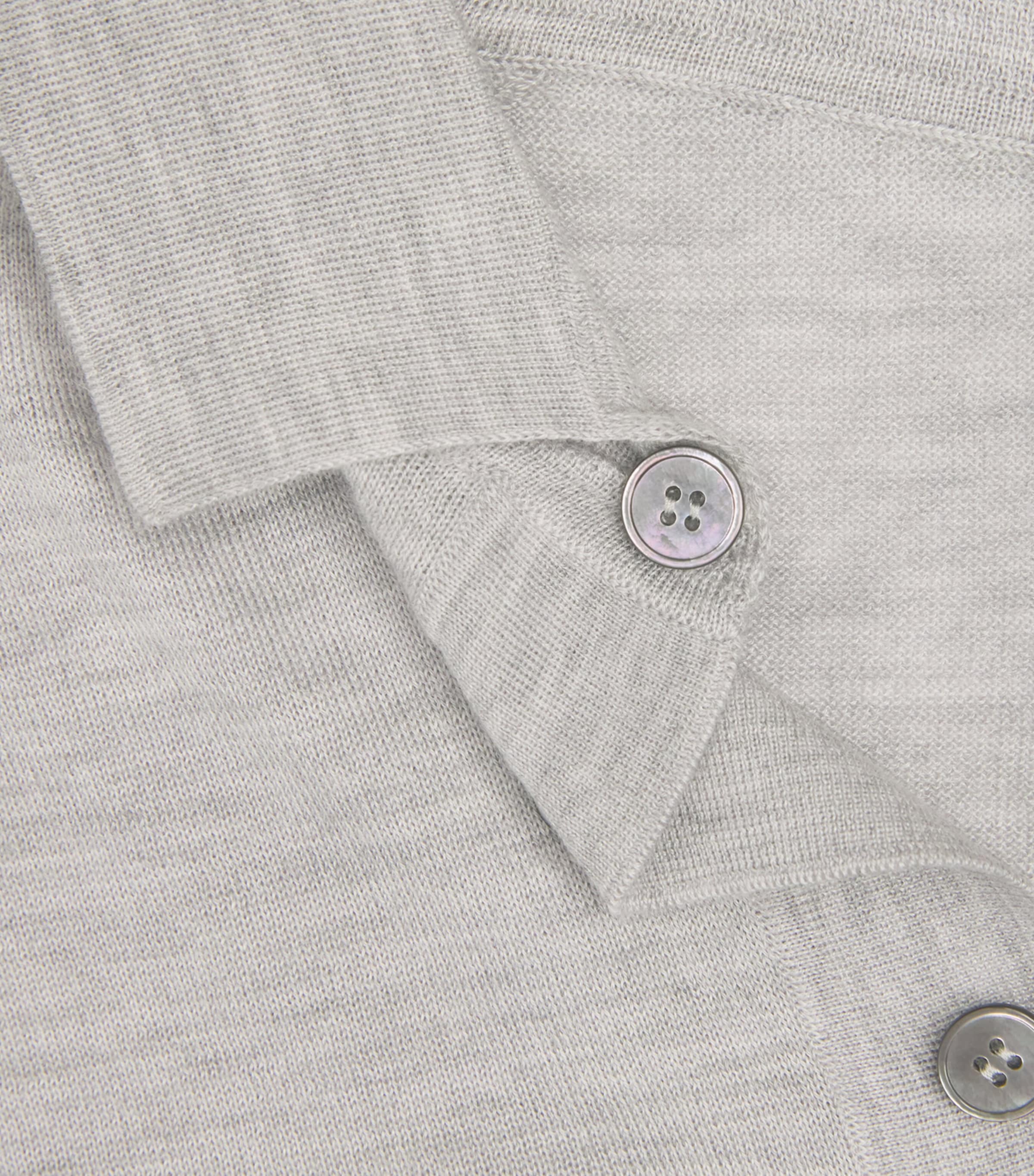 Paul & Shark Mens Cashmere-Silk Suede-Trim Polo Shirt Light Grey Image 6