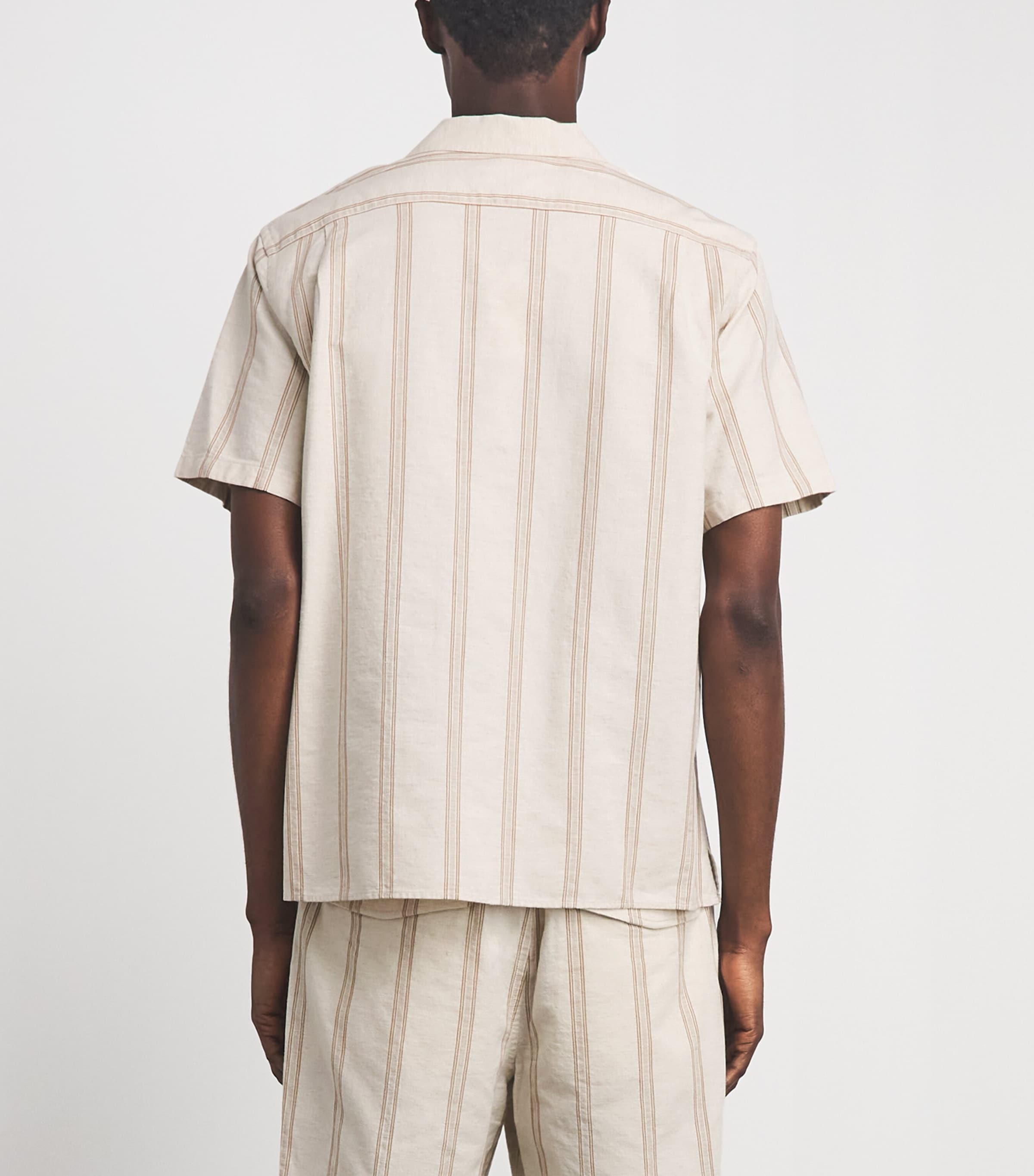 Vince Mens Cotton-Hemp Stripe Shirt Midland/smock White Image 5