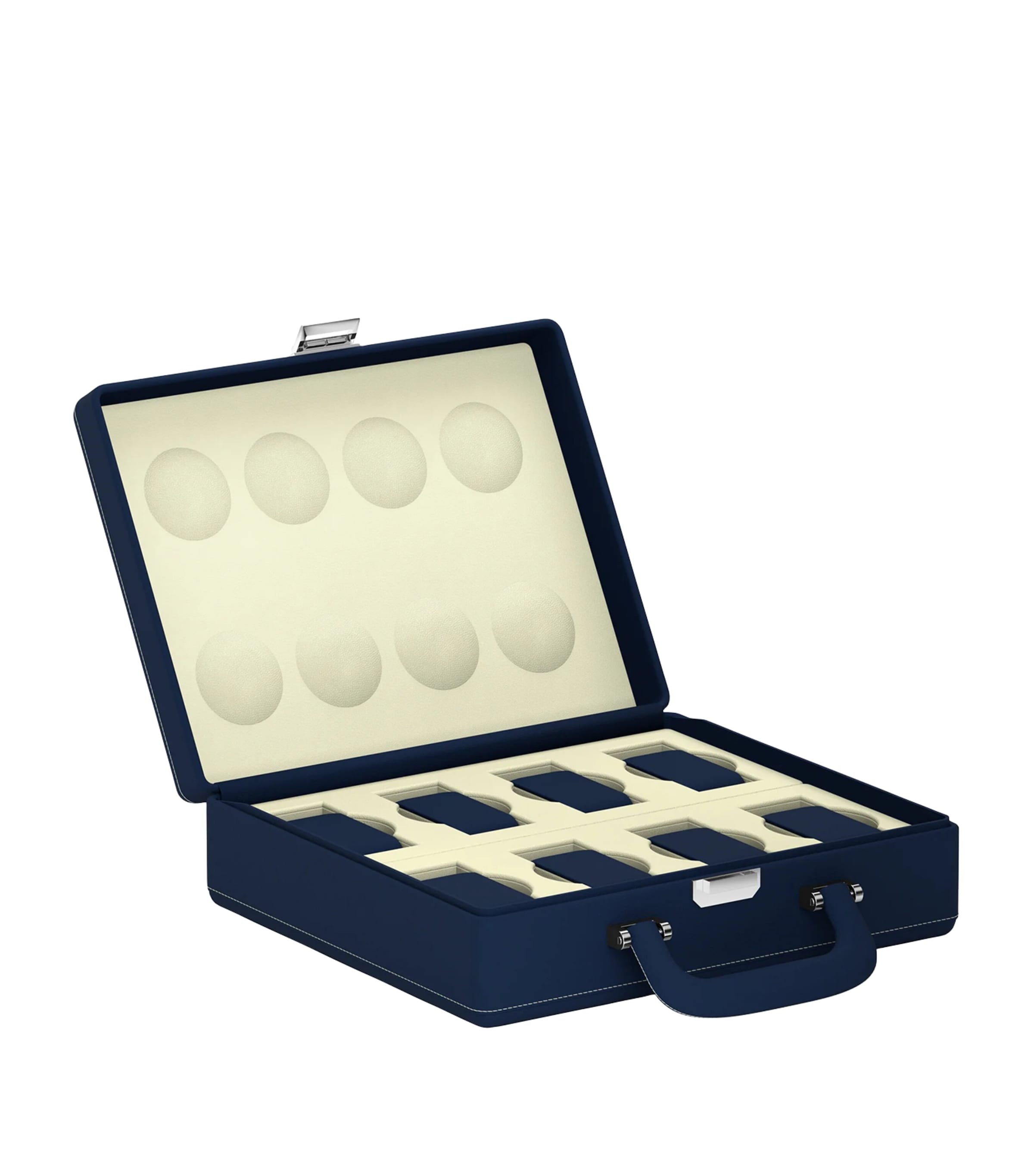 Scatola Del Tempo Leather Valigetta 8 Watch Travel Case Midnight Blue/cream Image 2