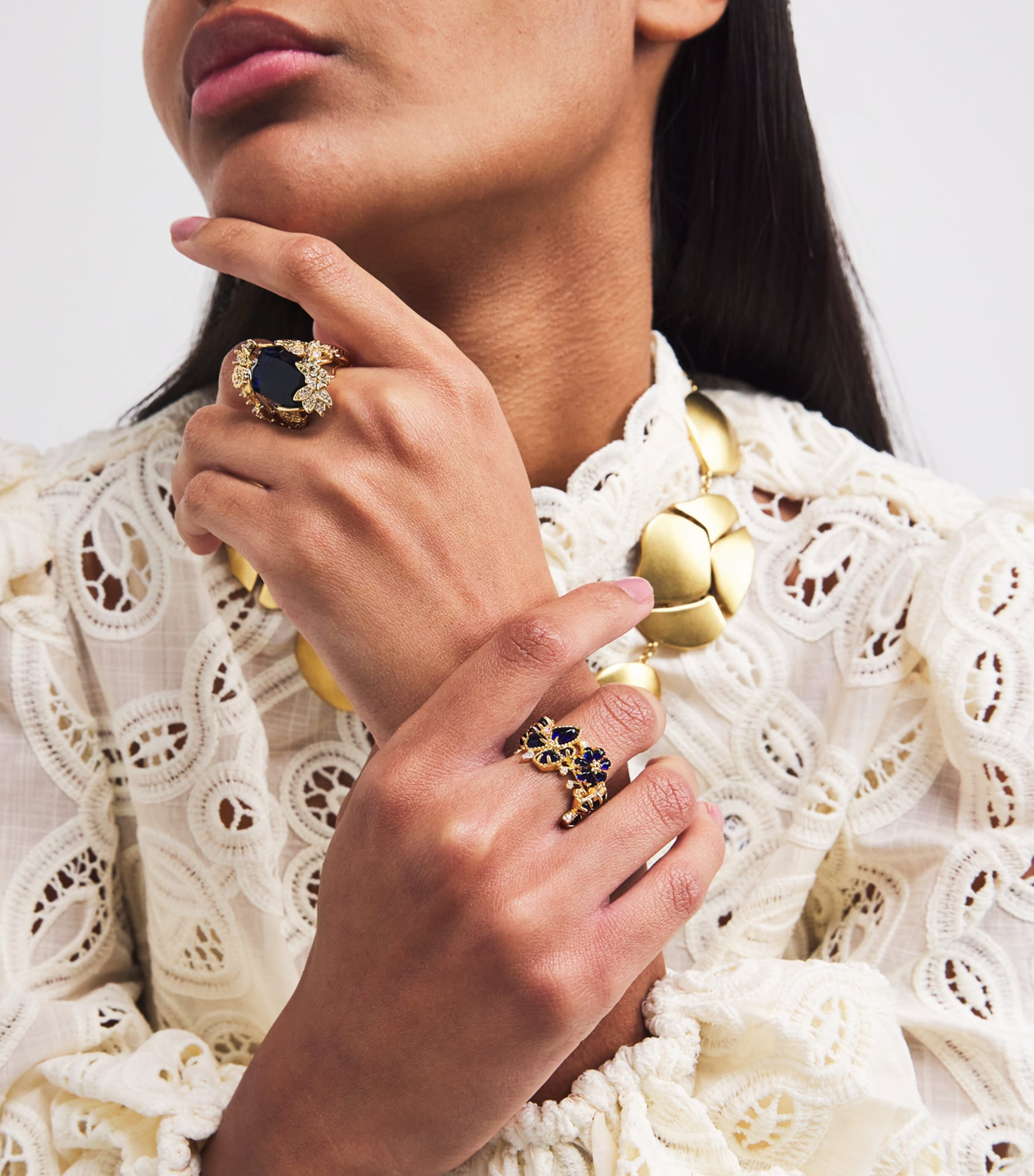 Embellished Bloom Ring GOBLU/GOLD/BLUE Image 5