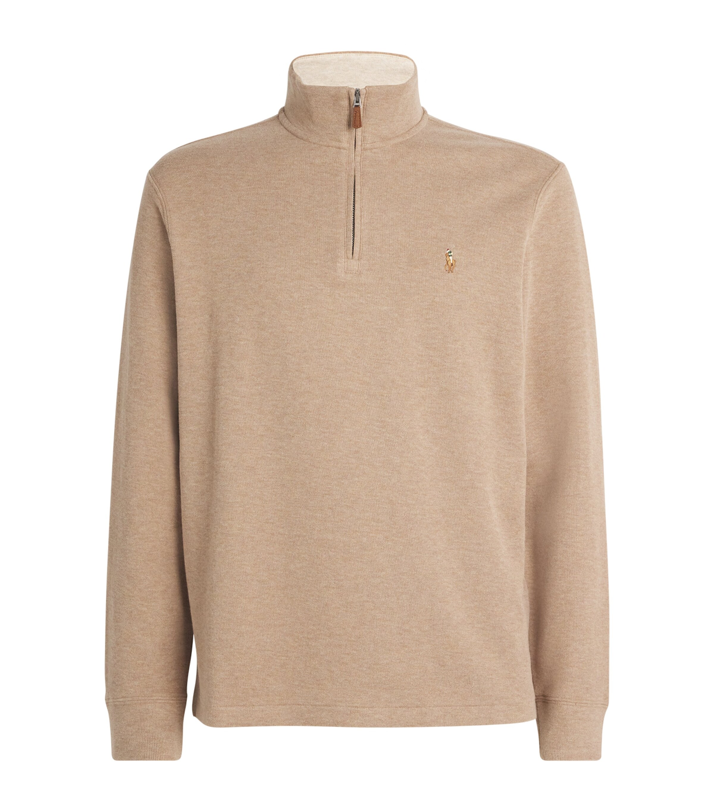 Polo Ralph Lauren Mens Cotton Quarter-Zip Sweater Brown Image 1