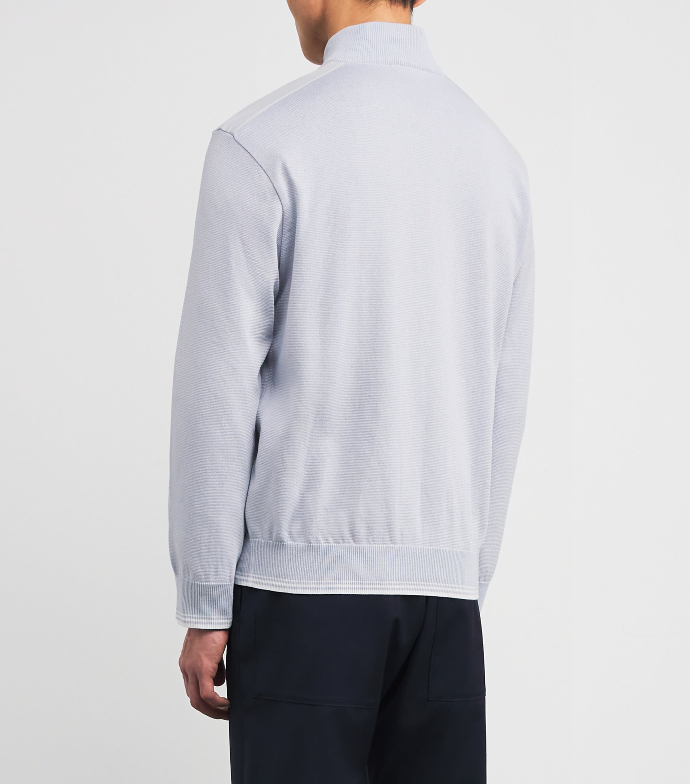 Organic Cashmere Half-Zip Sweater 394 LIGHT BLUE Image 4