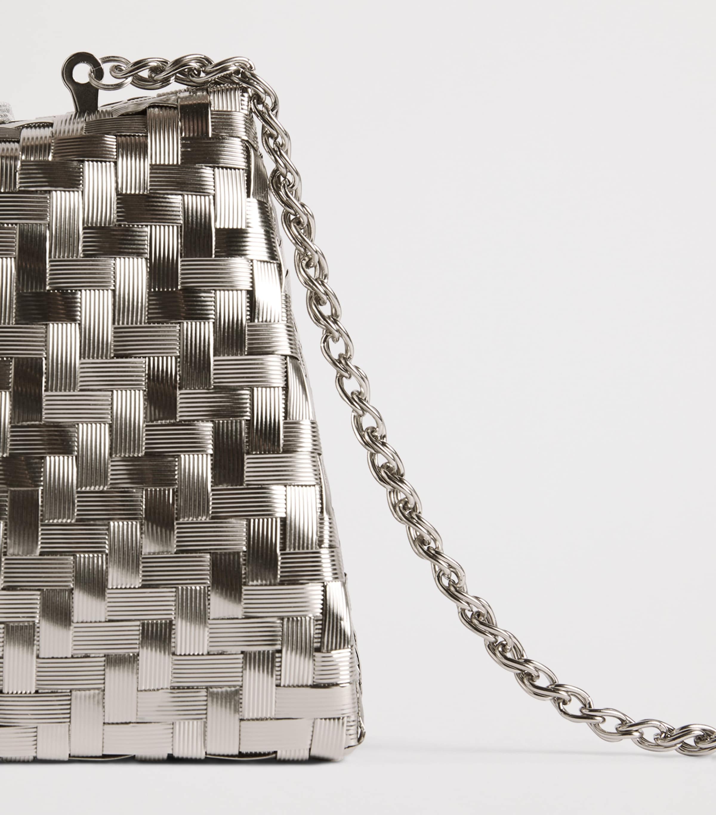 Rodo Woven Embellished Clutch Bag Silver Image 5