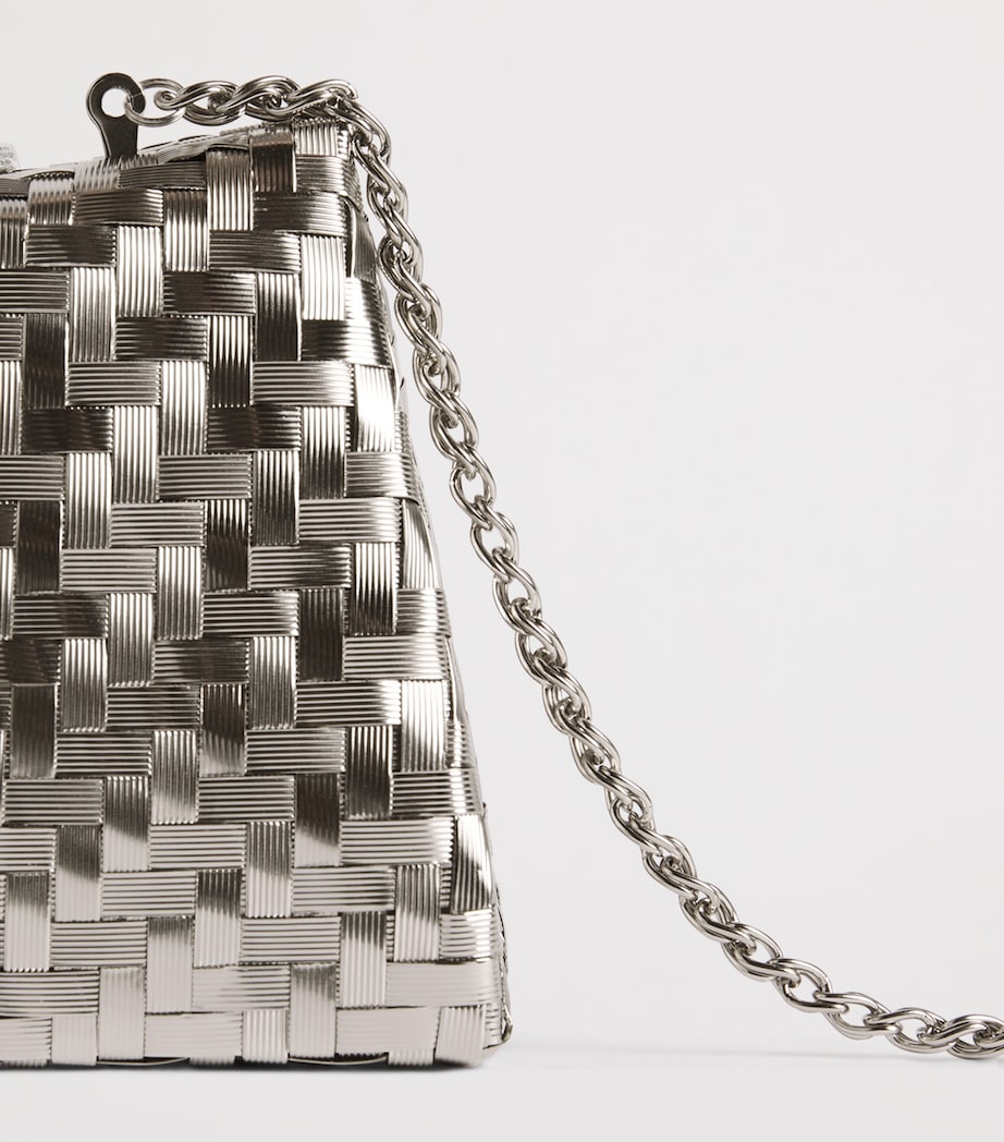 Rodo Woven Embellished Clutch Bag Silver Image 5