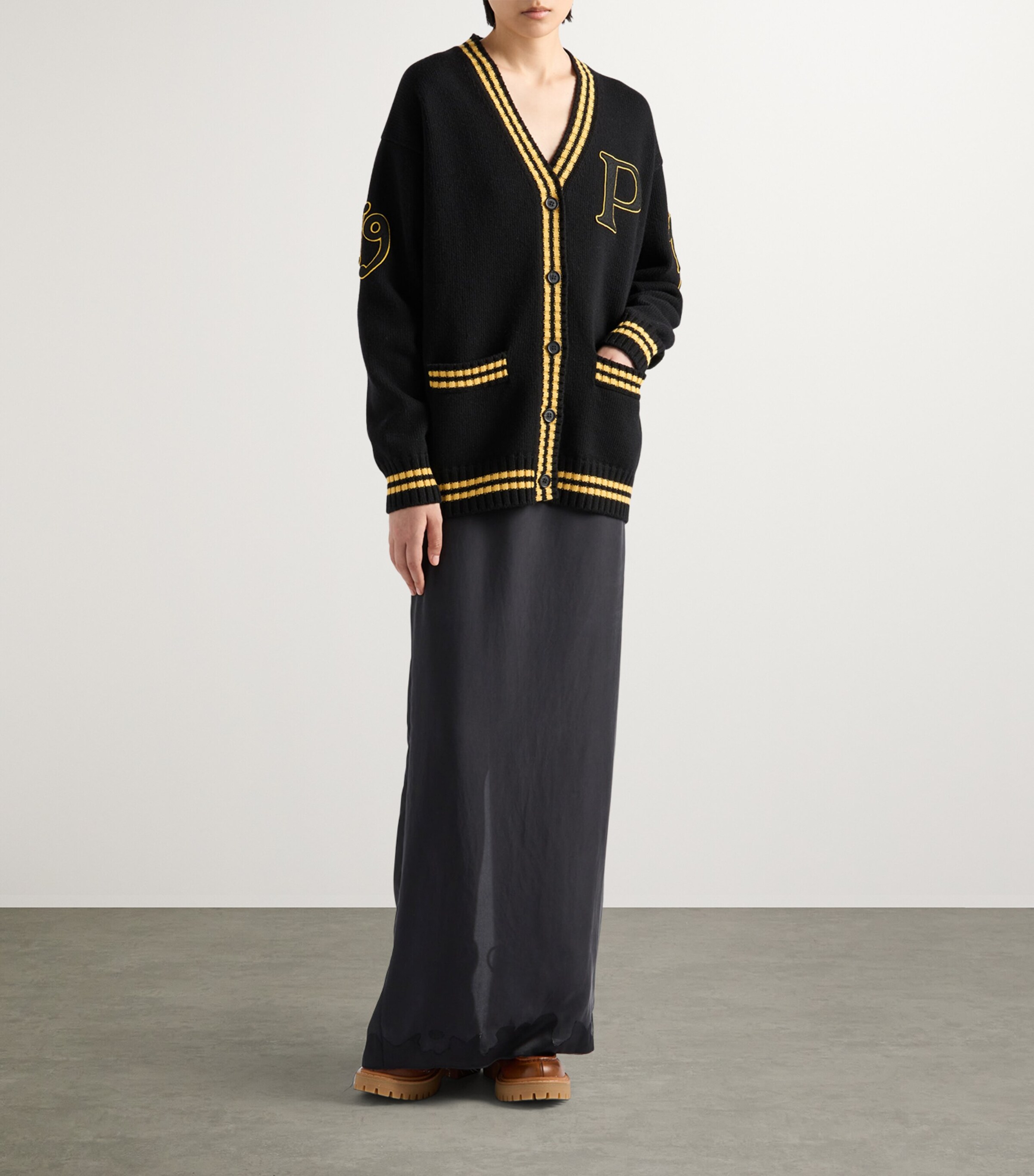 Wool-Cashmere Varsity Cardigan F0002 Image 2