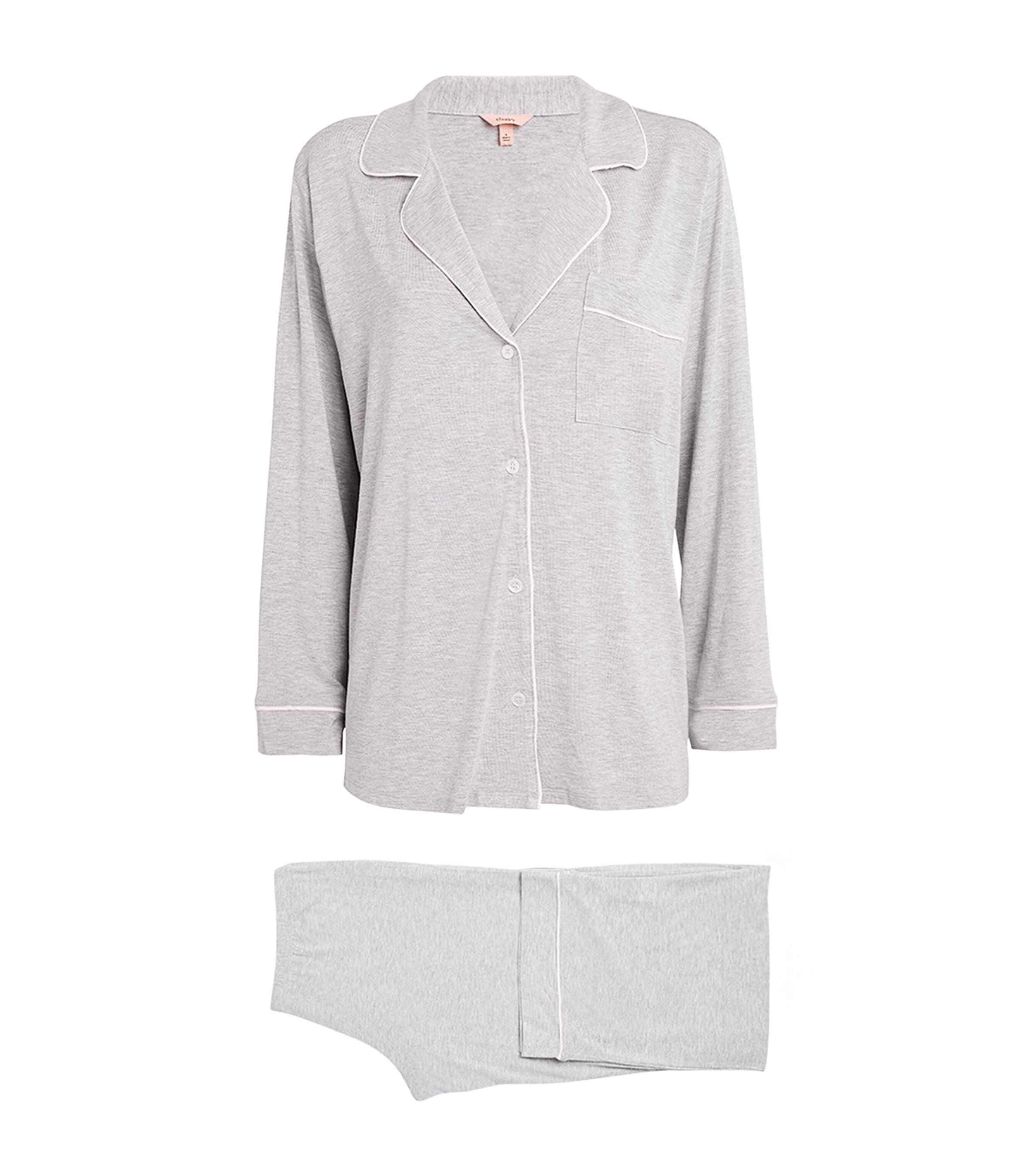 Eberjey Gisele Long Piped Pyjama Set In Gray