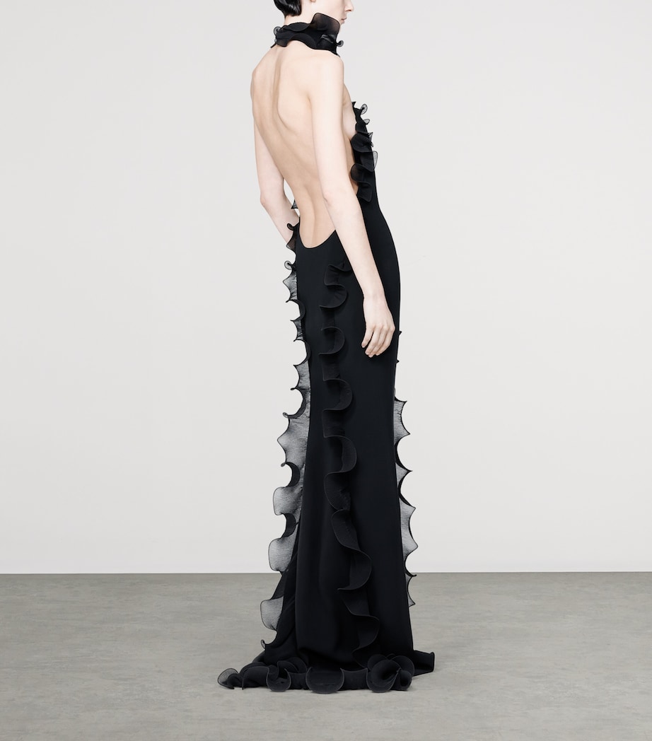 TOM FORD Womens Silk Crepe Ruffle Maxi Dress Naa Image 4
