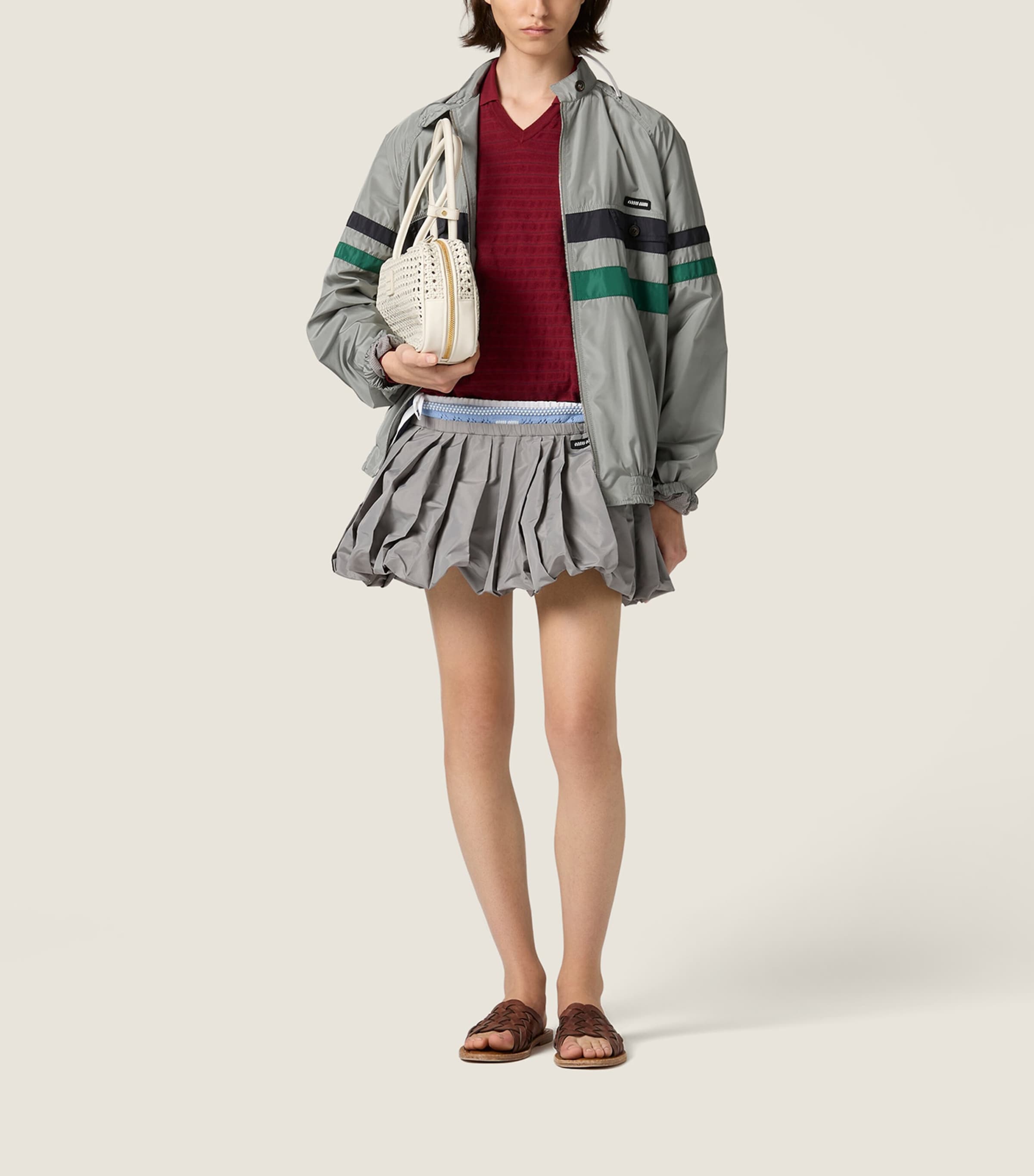 Miu Miu Womens Cotton Piqué Polo Sweater Burgundy Image 2