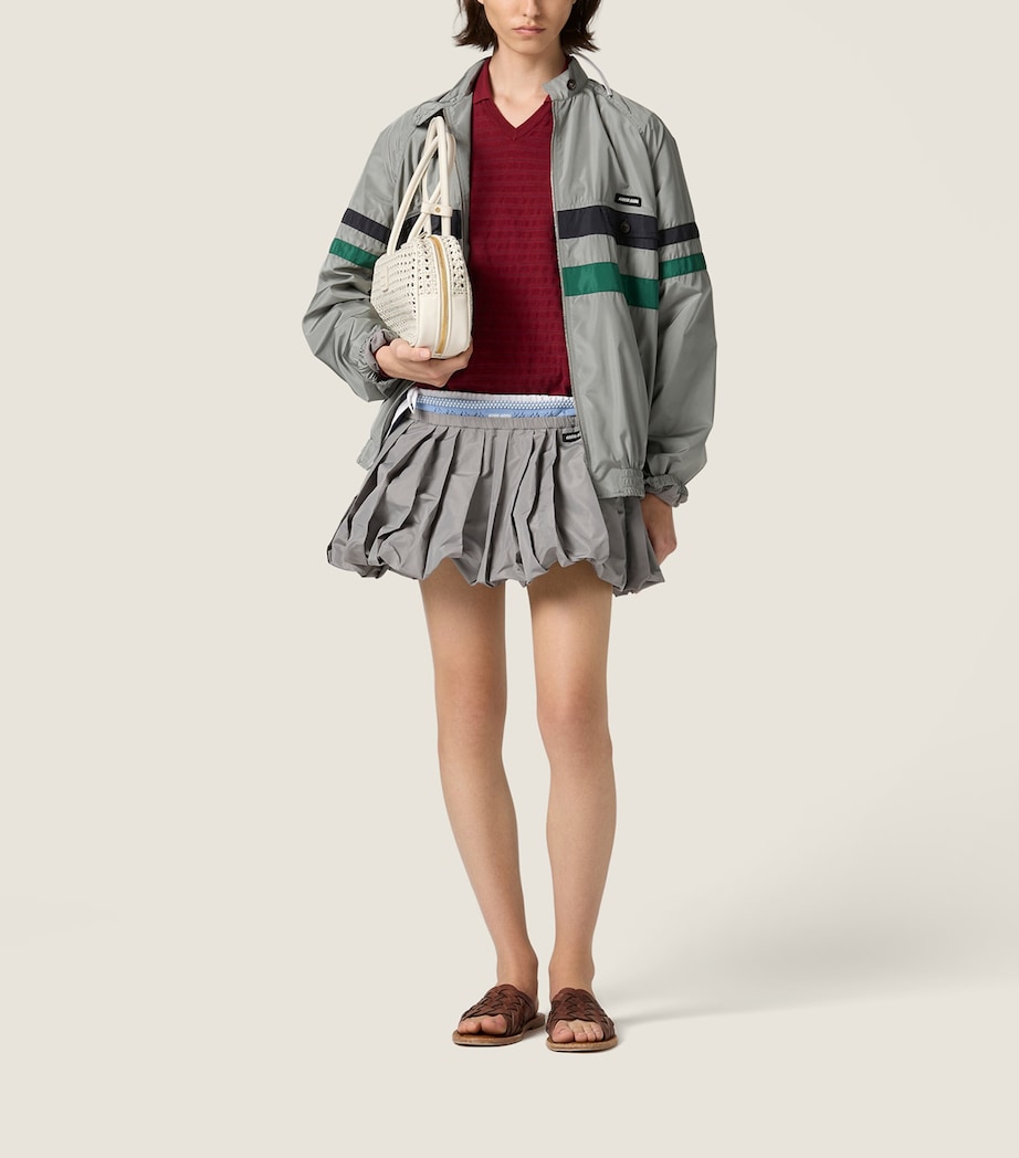 Miu Miu Womens Cotton Piqué Polo Sweater Burgundy Image 2