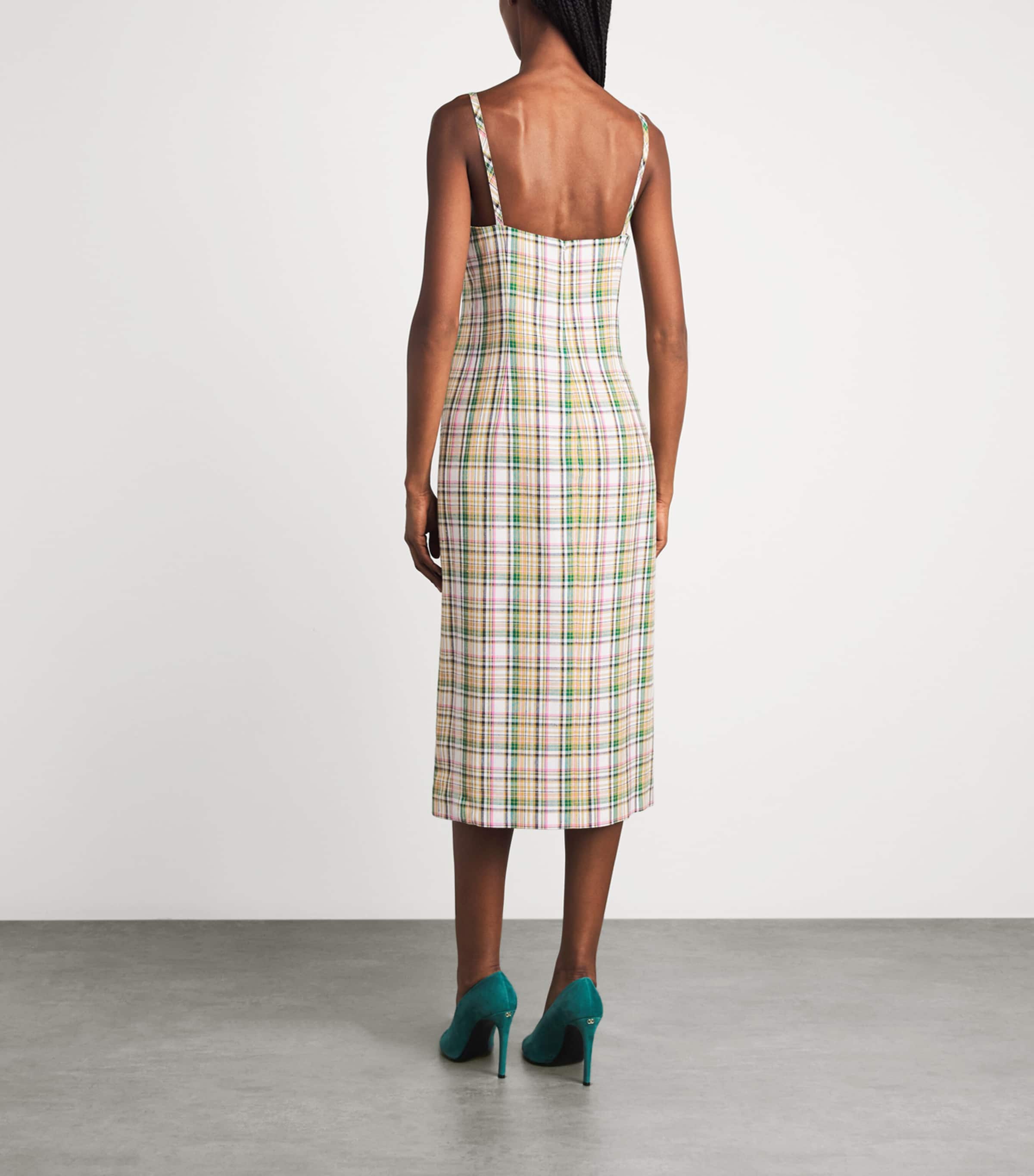 Carolina Herrera Womens Plaid Print Midi Dress Ivory Multi Image 4