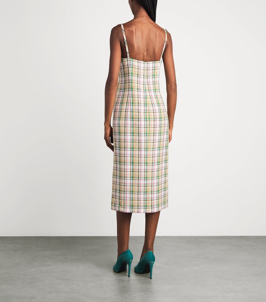 Carolina Herrera Womens Plaid Print Midi Dress Ivory Multi Image 4