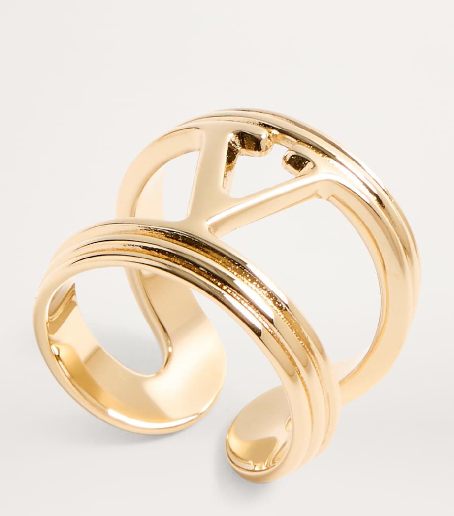 Gold-Tone VLogo Signature Ring L01 Image 4