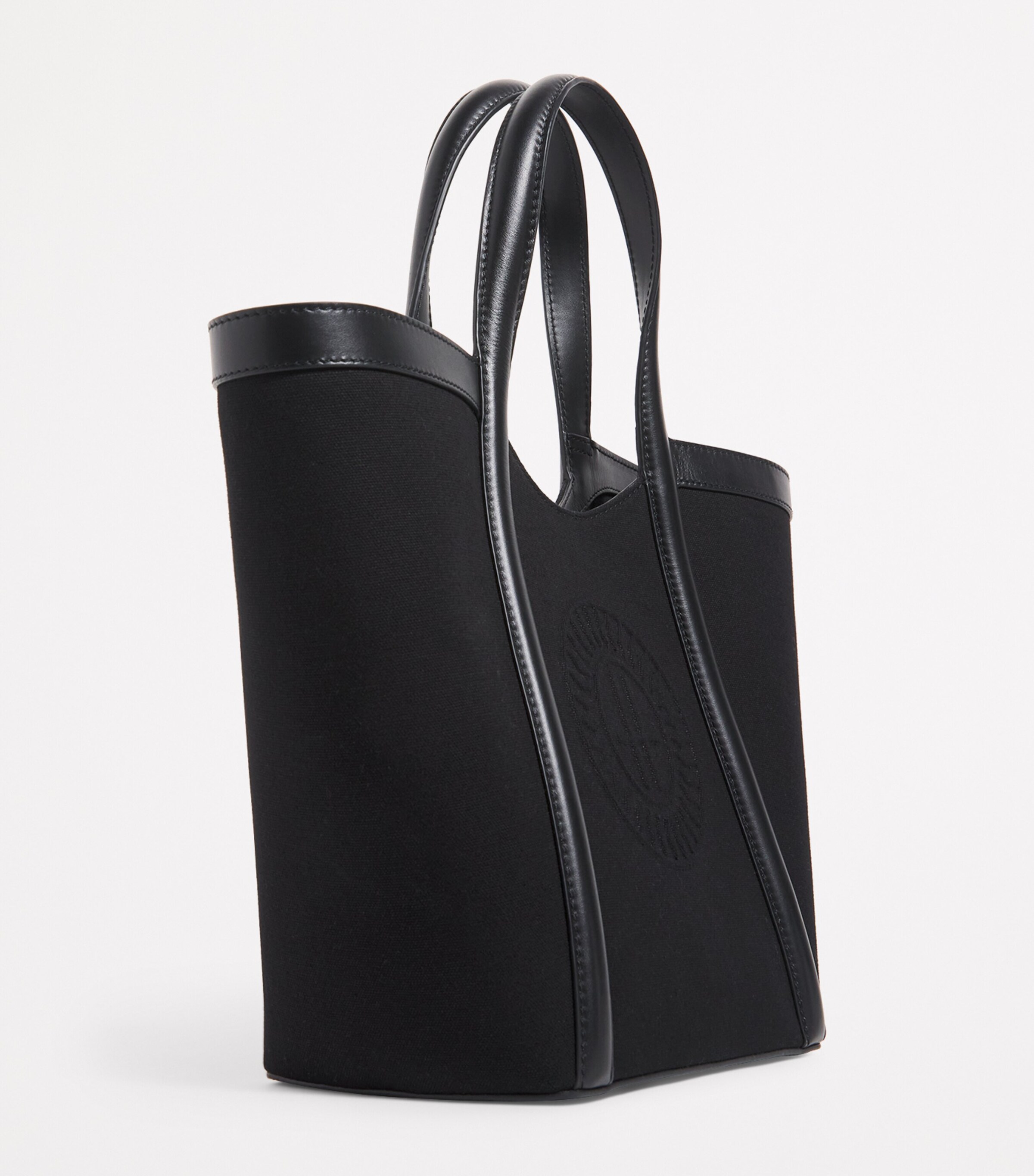Harrods Small Canvas-Leather Embossed Tote Bag Black Image 6