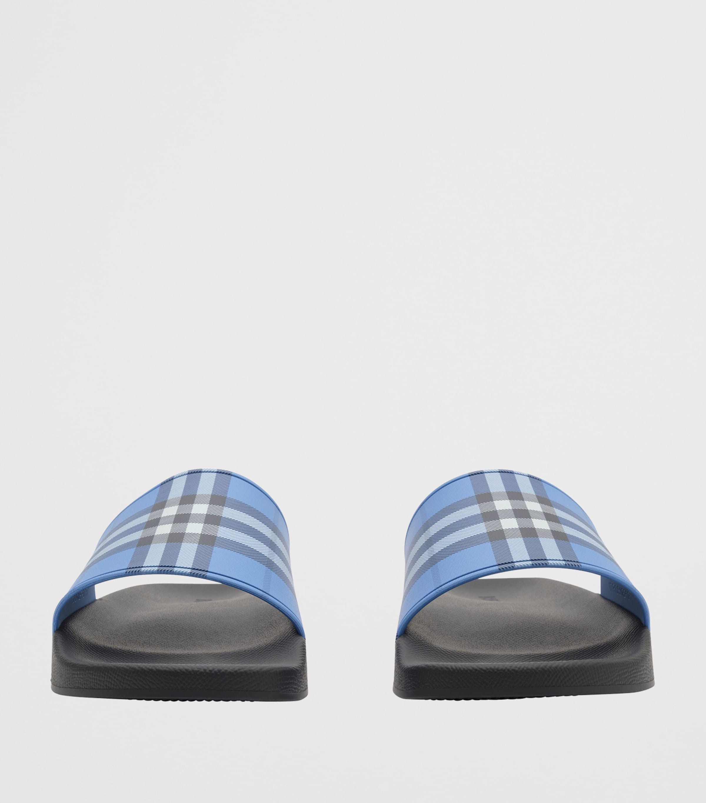 Burberry Check Slides Cornflower Blu Ip Ck Image 4