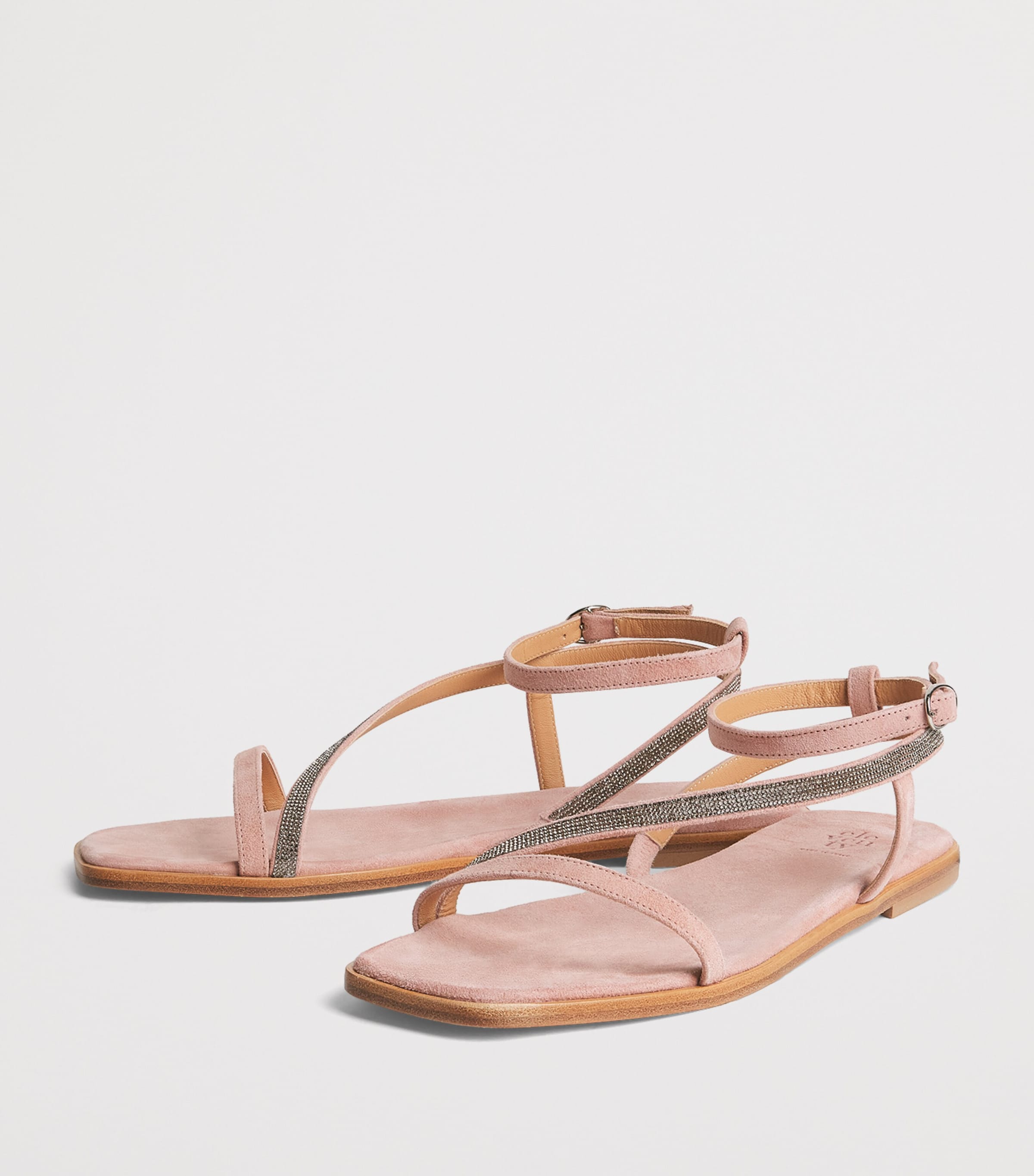 Eleventy Suede Crystal-Embellished Sandals Lampone Image 3