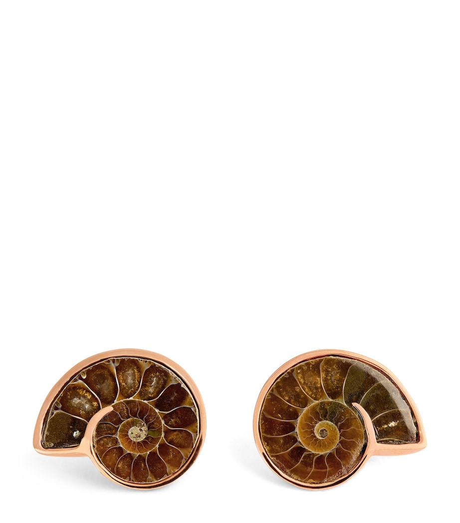 Tateossian Sterling Silver and Fossilised Ammonite Cufflinks Gold Image 1