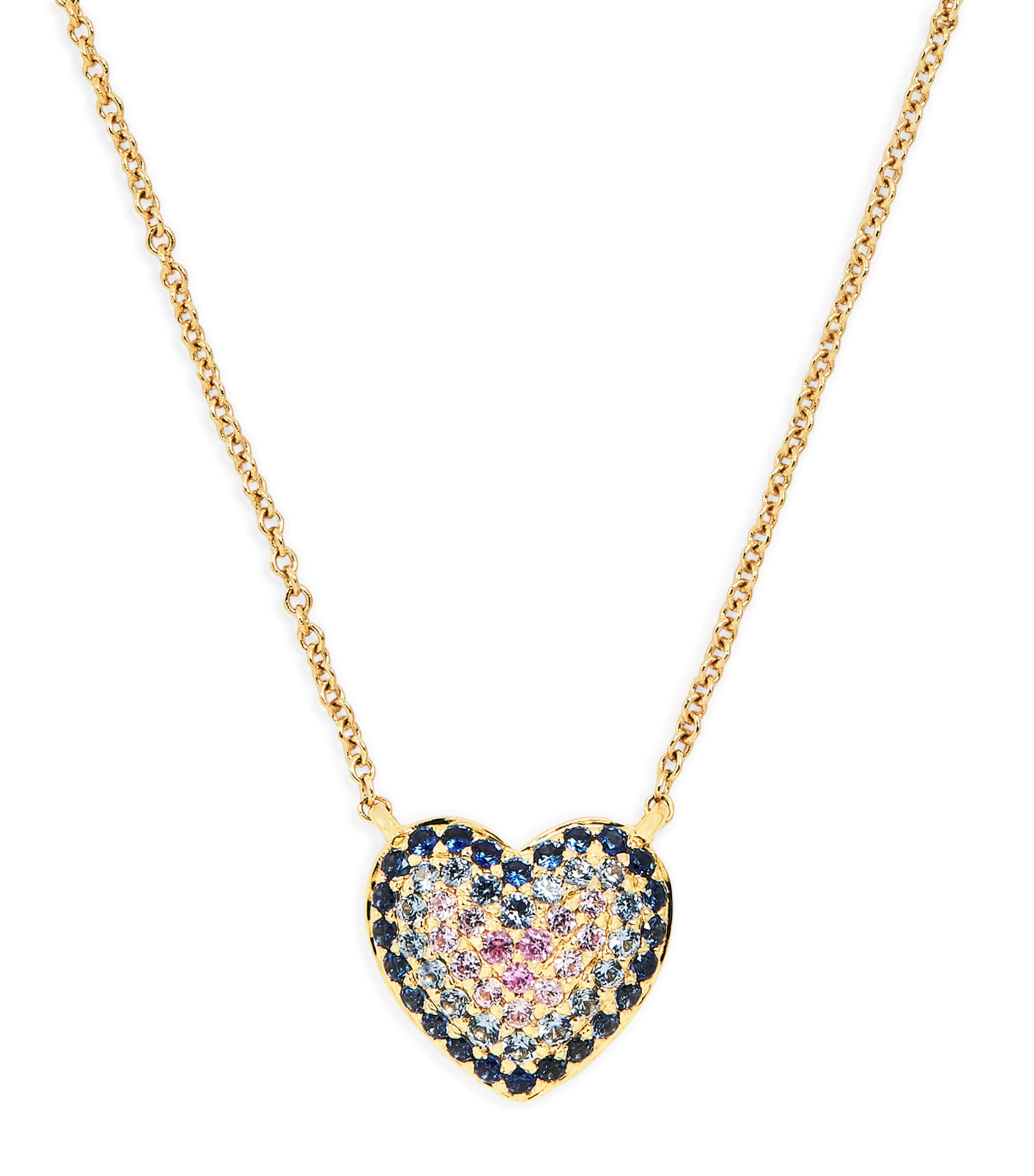 Emily P. Wheeler Yellow Gold and Sapphire Heart Lucy Necklace | Jewellery & Watches New In | Fine Jewellery | Fine Necklaces | Chain Necklaces | Pendants | Designers | Emily P. Wheeler