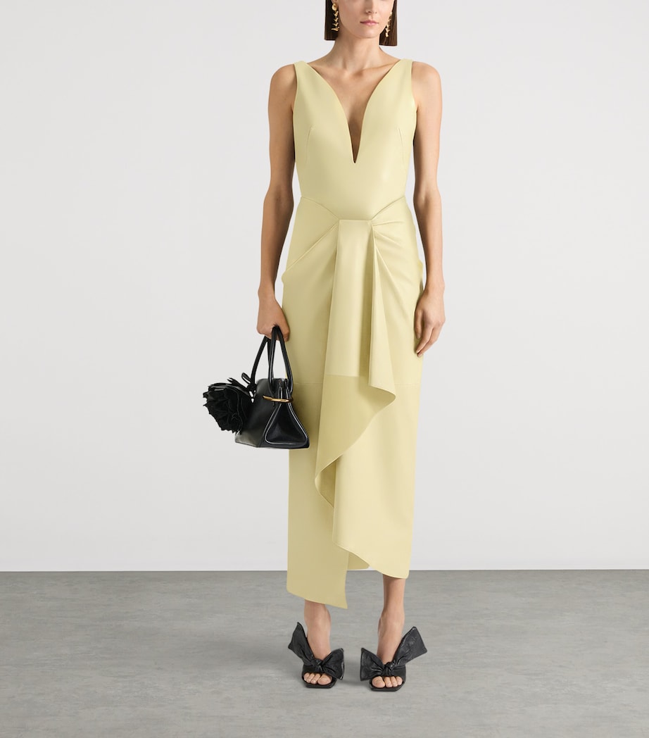Givenchy Womens Lambskin Gathered Maxi Dress Pale Yellow Image 2
