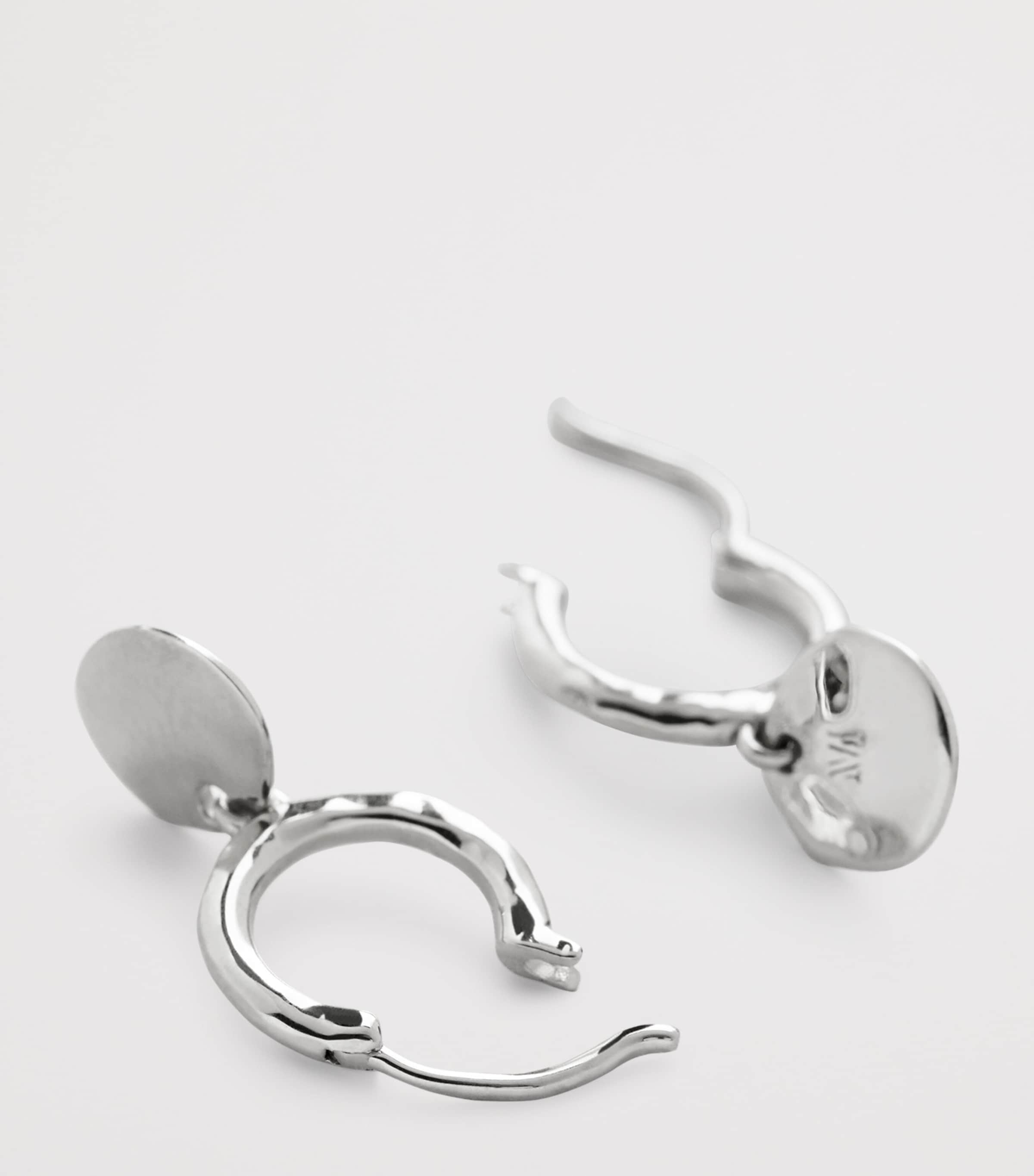 Monica Vinader Mini Sterling Silver MV Siren Muse Disc Huggie Earrings Sterling Silver Image 2