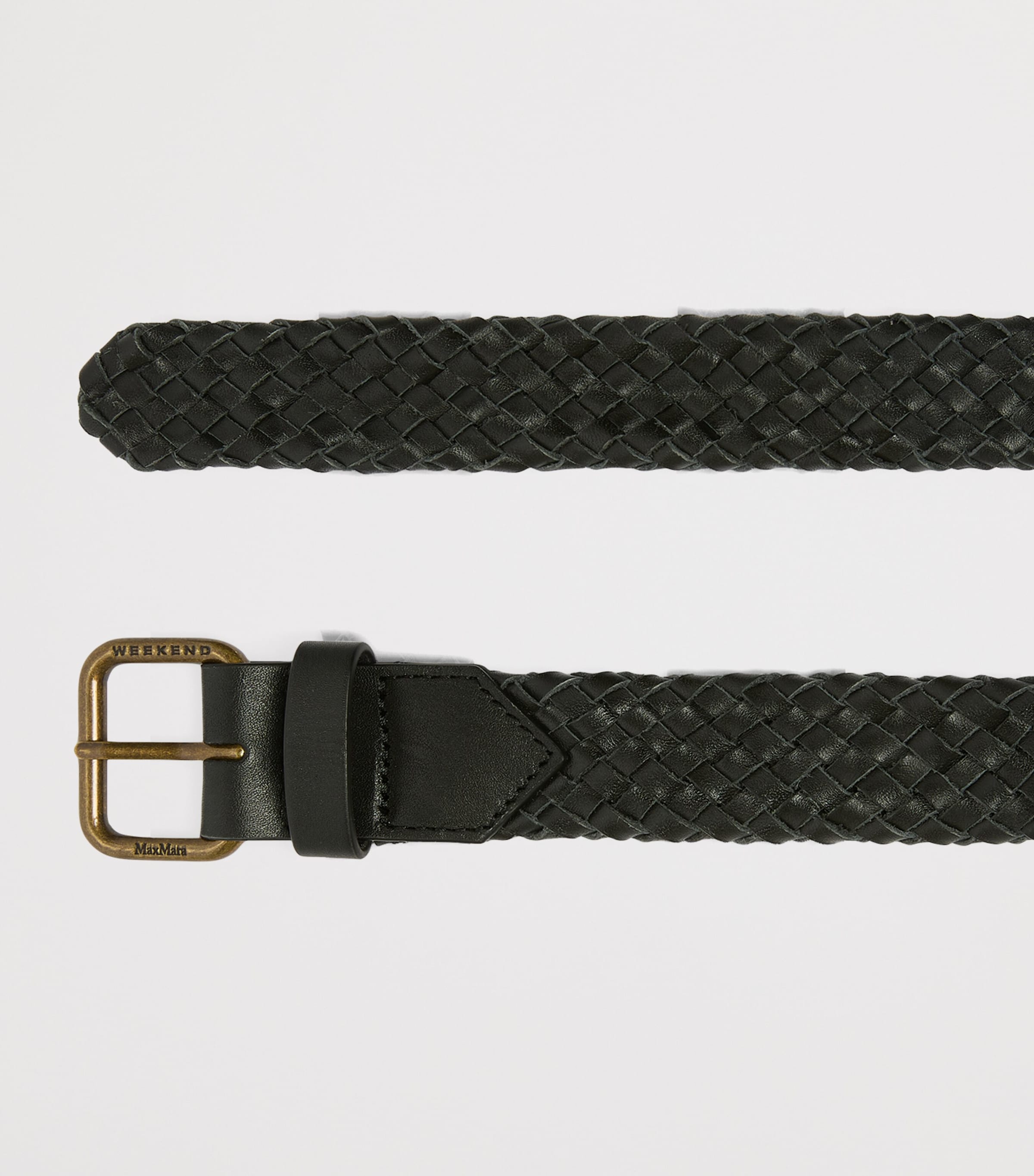 Weekend Max Mara Leather Woven Belt Black Image 2