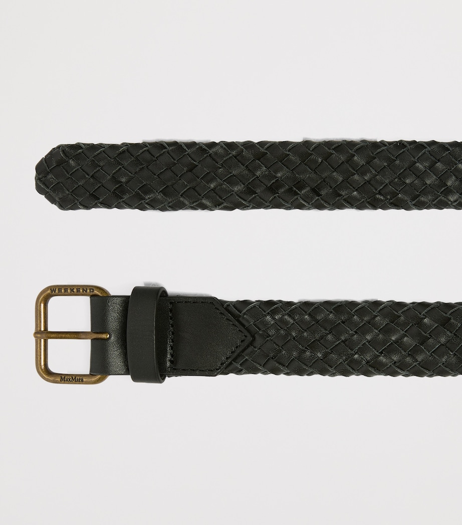 Weekend Max Mara Leather Woven Belt Black Image 2