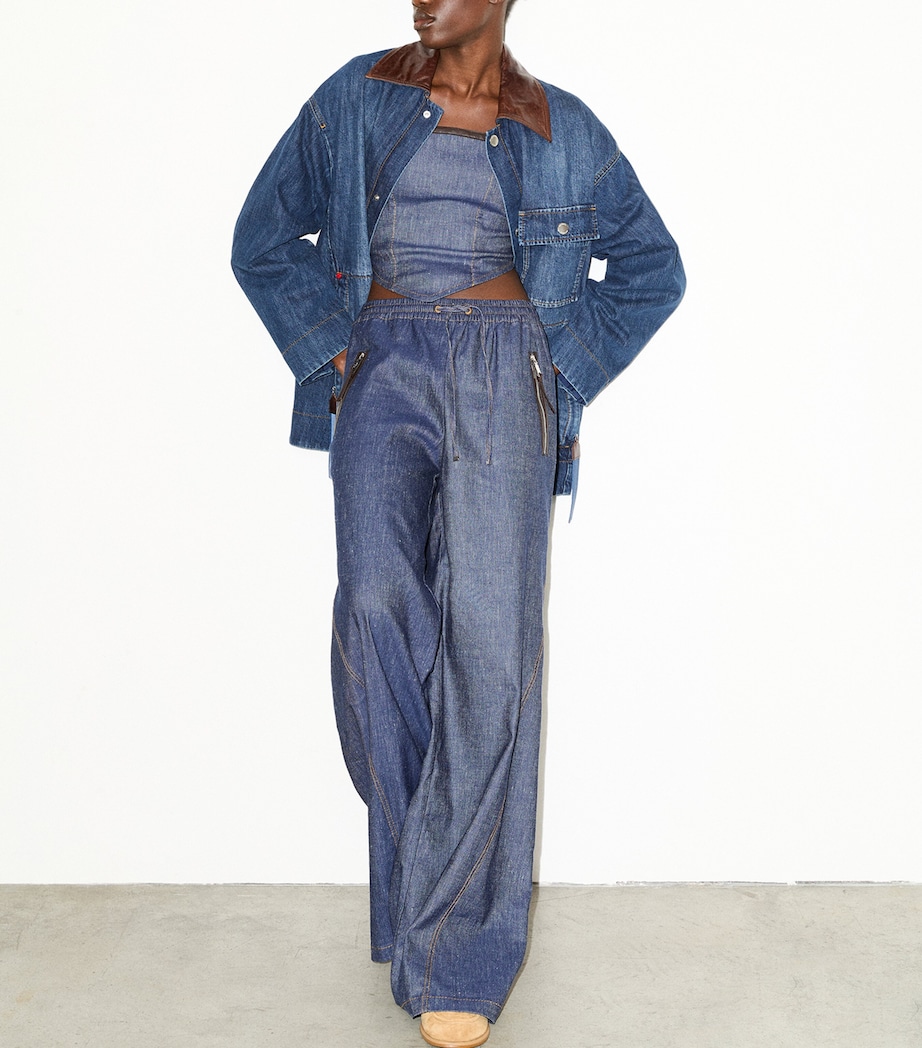 MAX&Co. Womens Contrast-Collar Denim Jacket Navy Image 7