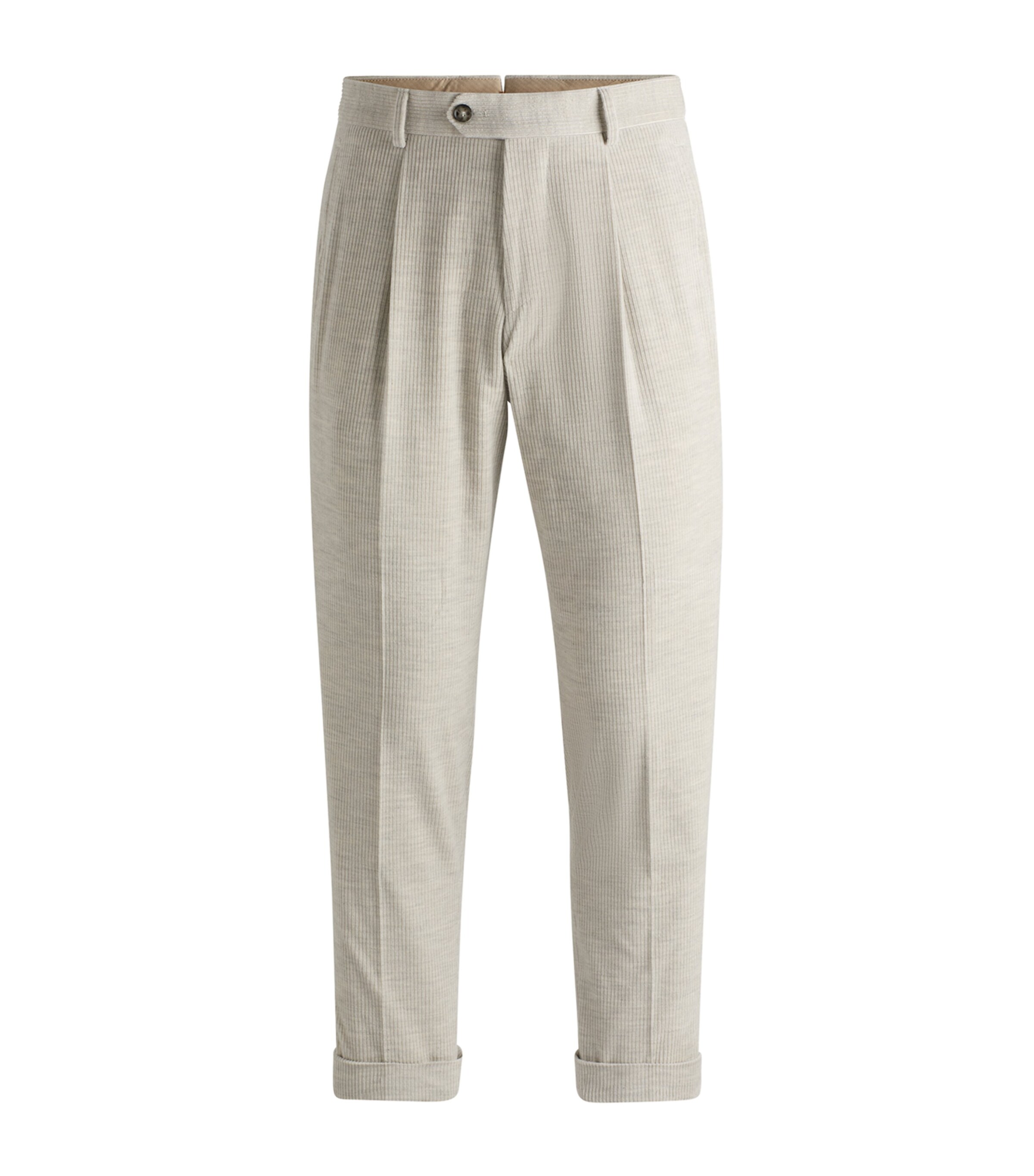 Hugo Boss Relaxed-fit Trousers In Cotton-cashmere Corduroy In Neutral