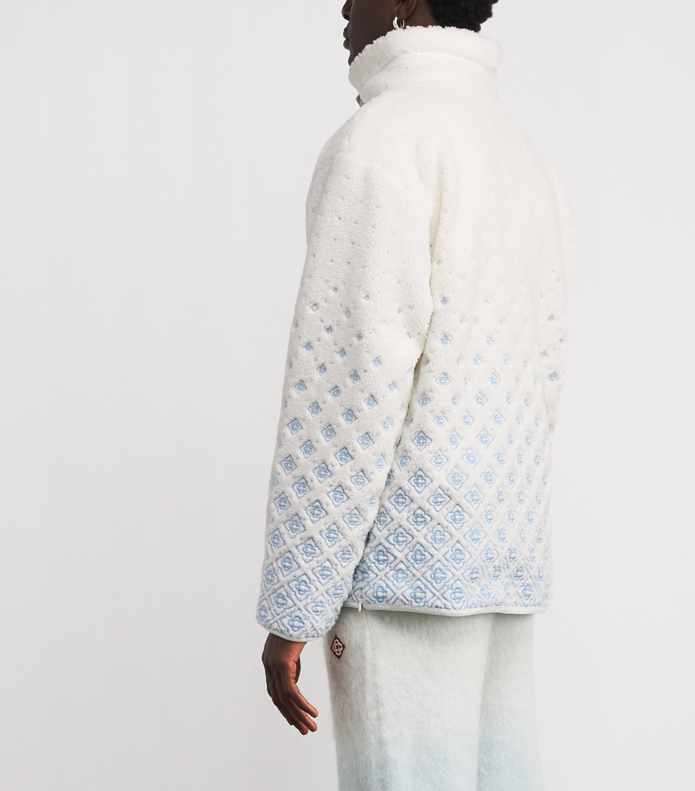 Embroidered Gradient Fleece Jacket WHITE Image 4