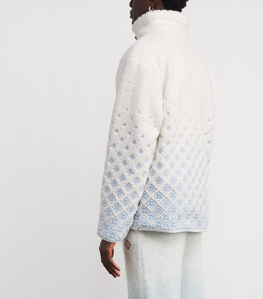 Embroidered Gradient Fleece Jacket WHITE Image 4