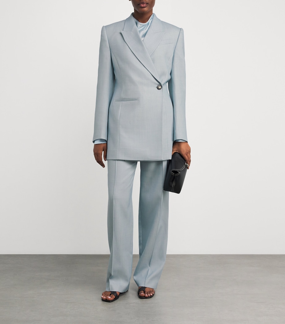 Wool-Blend Asymmetric Gehry Blazer L60 CHALKY BLUE Image 2