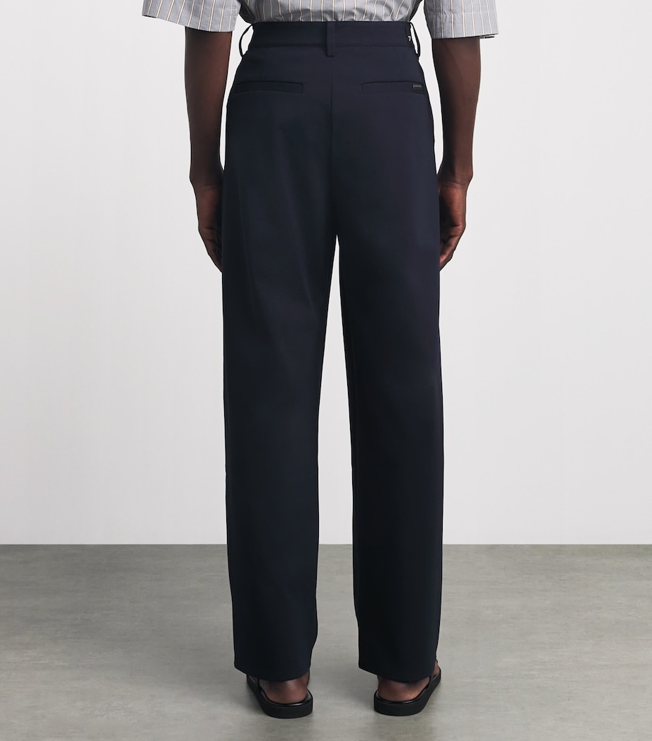 7 For All Mankind Mens Pleated Straight Trousers Blue Image 5